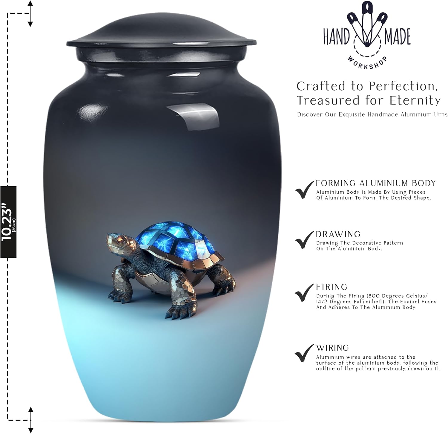 Turtle Urn for Ashes 10 Inch Decorative Cremation Urn