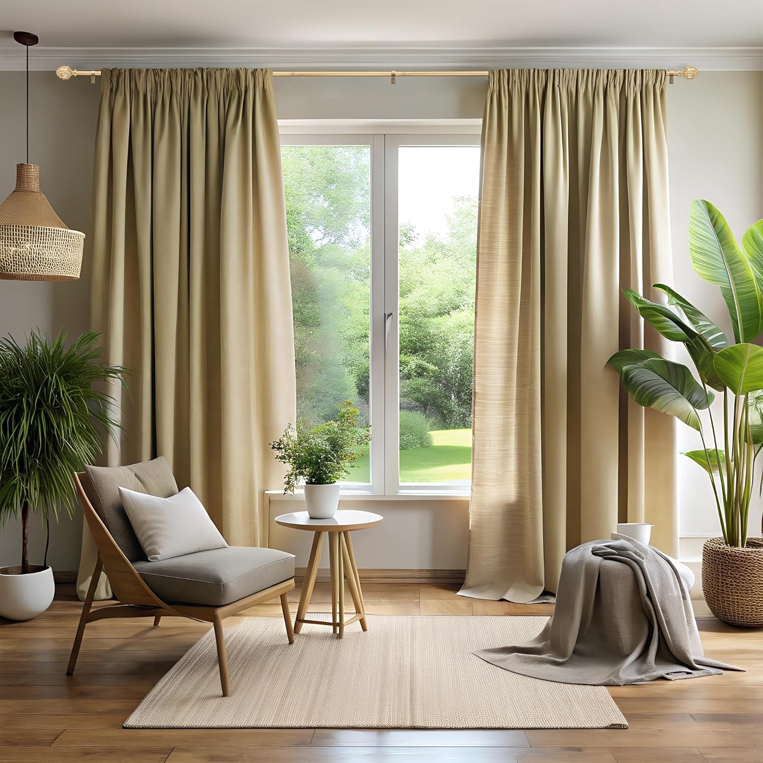 Adjustable Curtain Rods for Windows 28-48 Inches Gold Finials