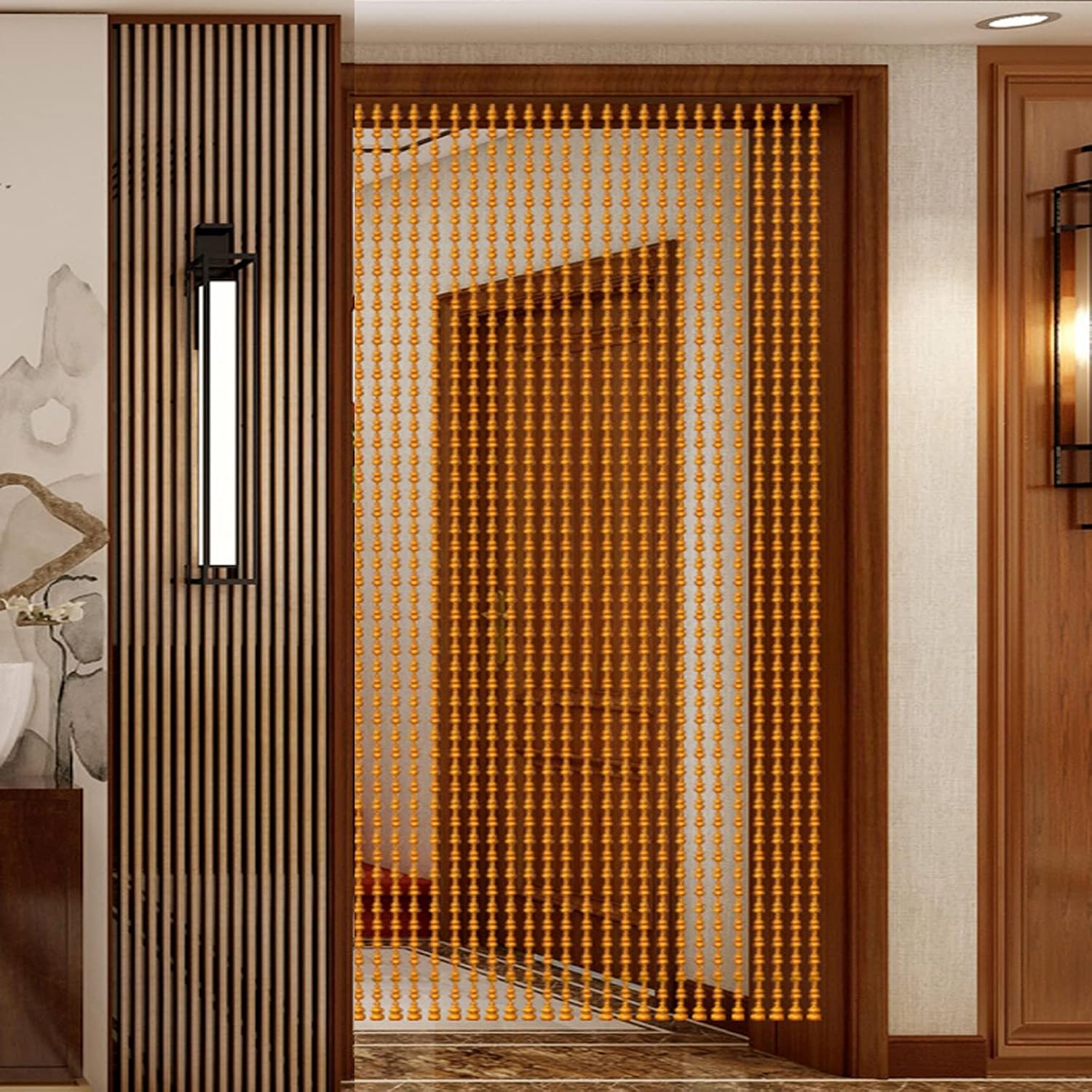 Beaded Wooden Curtain for Doorways 21 Strands