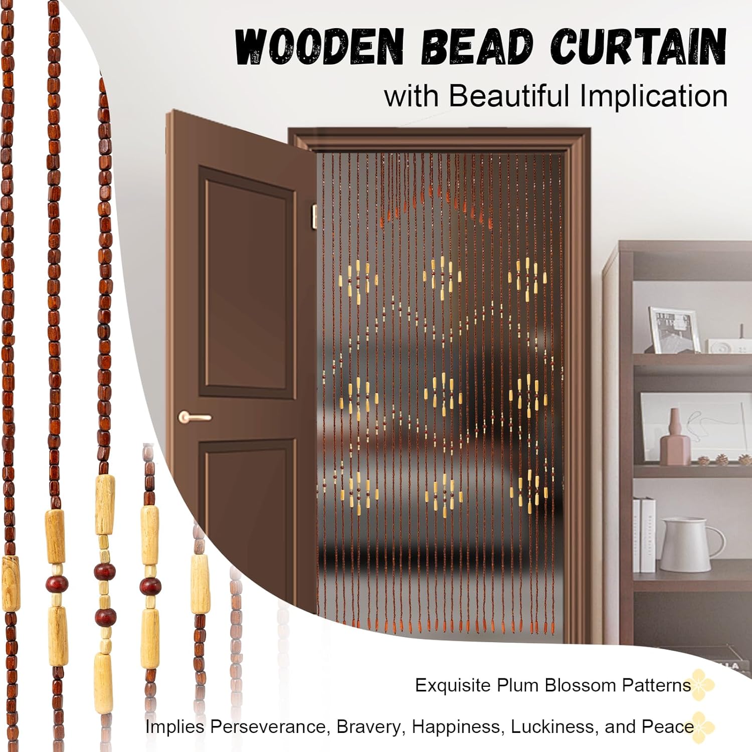 354x689 Inch Handmade Beaded Curtain with Plum Blossom Design