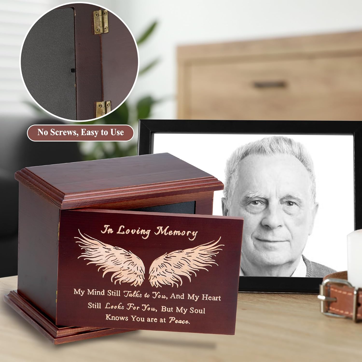 Dobango Cremation Urn Wooden Box for Human Ashes Adult Male Female