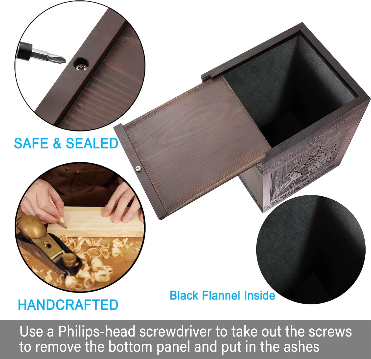 Wooden Hummingbird Cremation Urn for Human and Pet Ashes