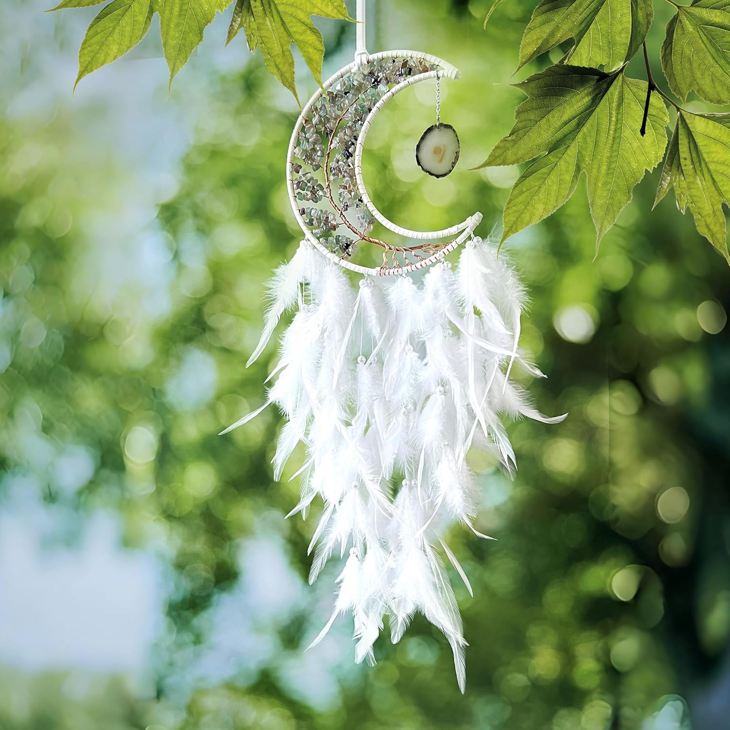 Moon Dream Catchers with Chakra Agate Stone