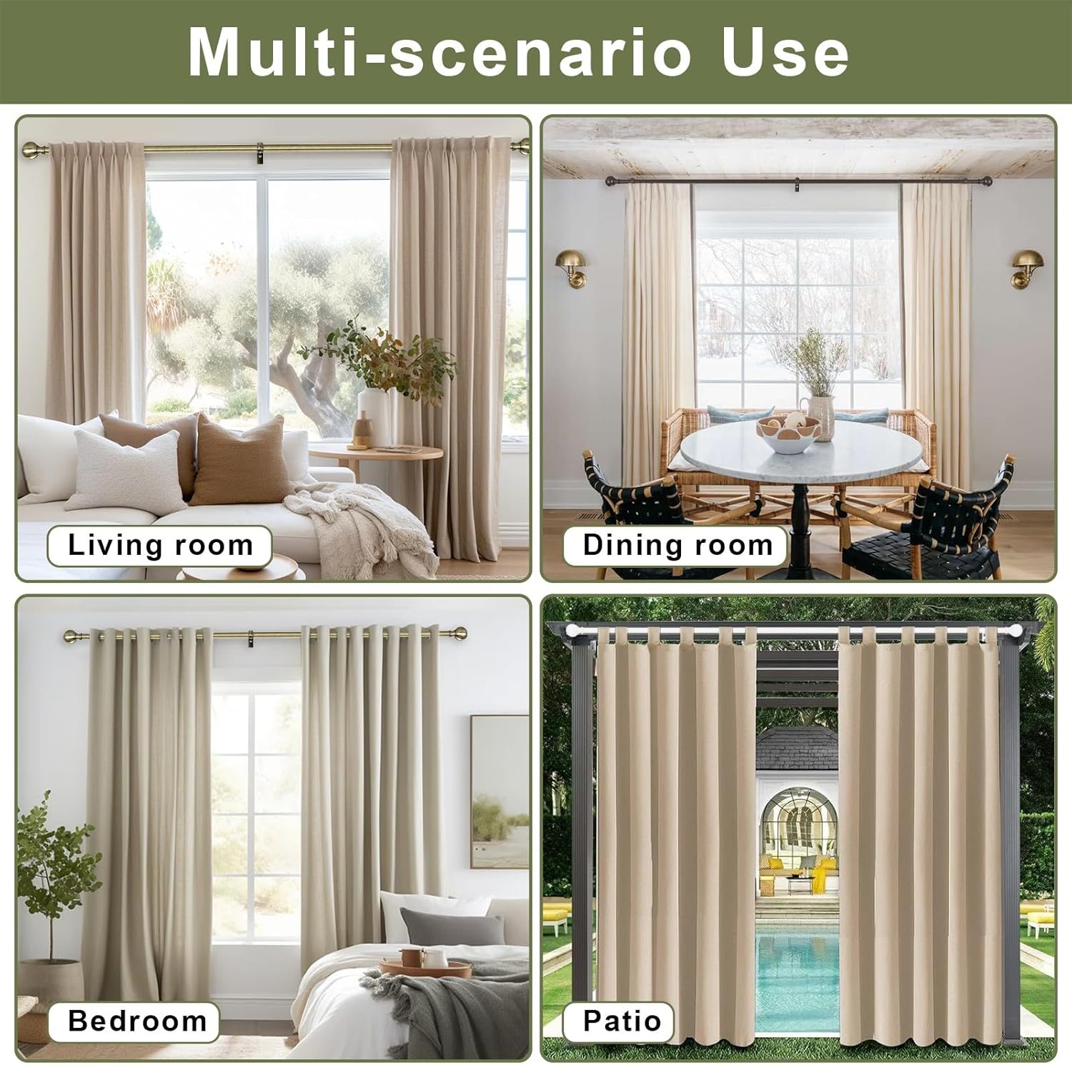 Vimayta 1 Inch Diameter Adjustable Curtain Rod 72-144 Inches Brushed Gold