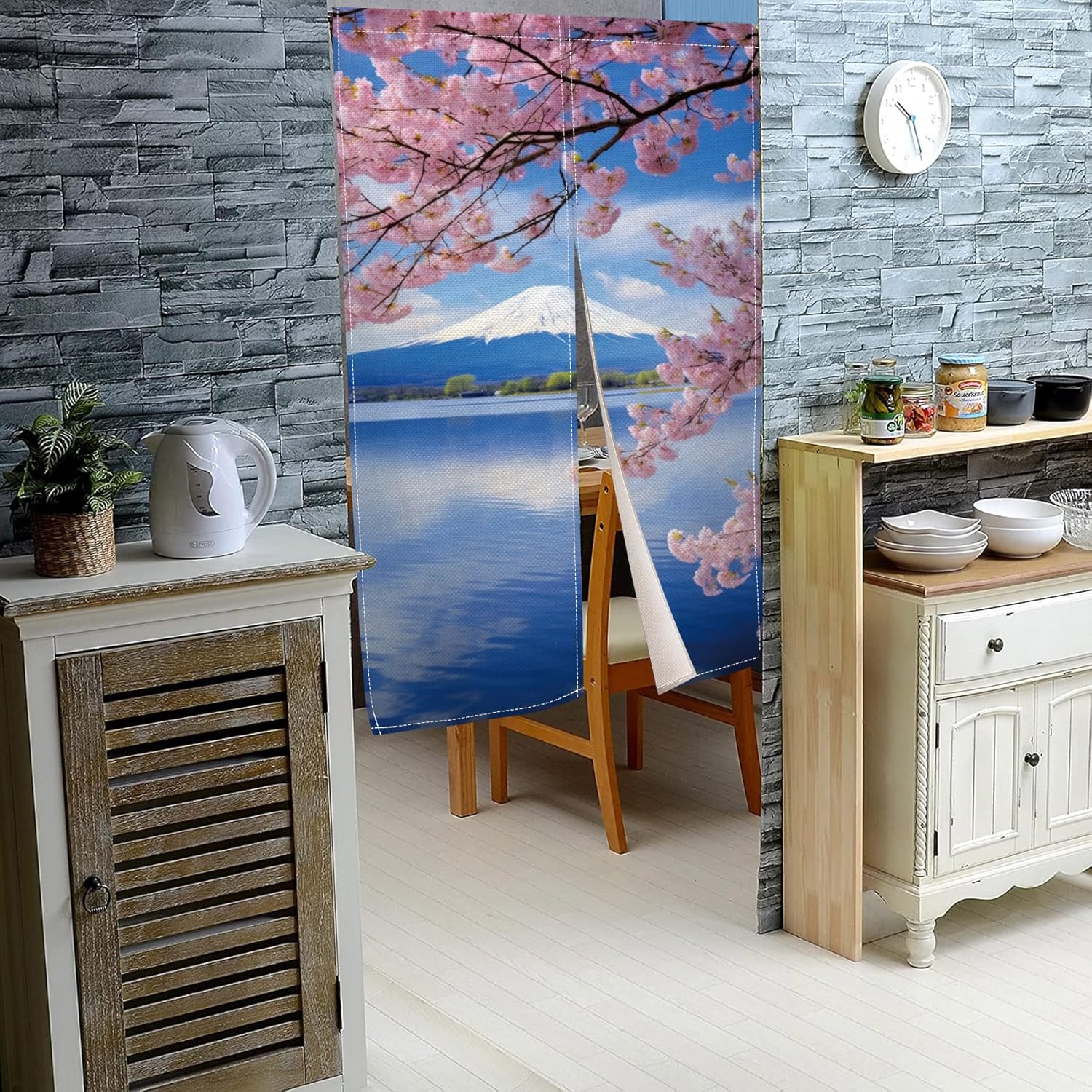 Japanese Mount Fuji Noren Door Curtain for Home Kitchen Bathroom
