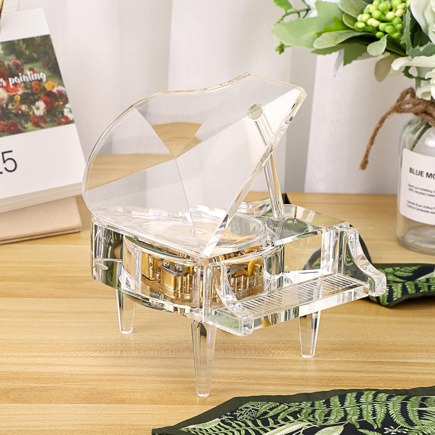 ELLDOO Crystal Piano Music Box - Mechanical Clockwork Decorative Ornament