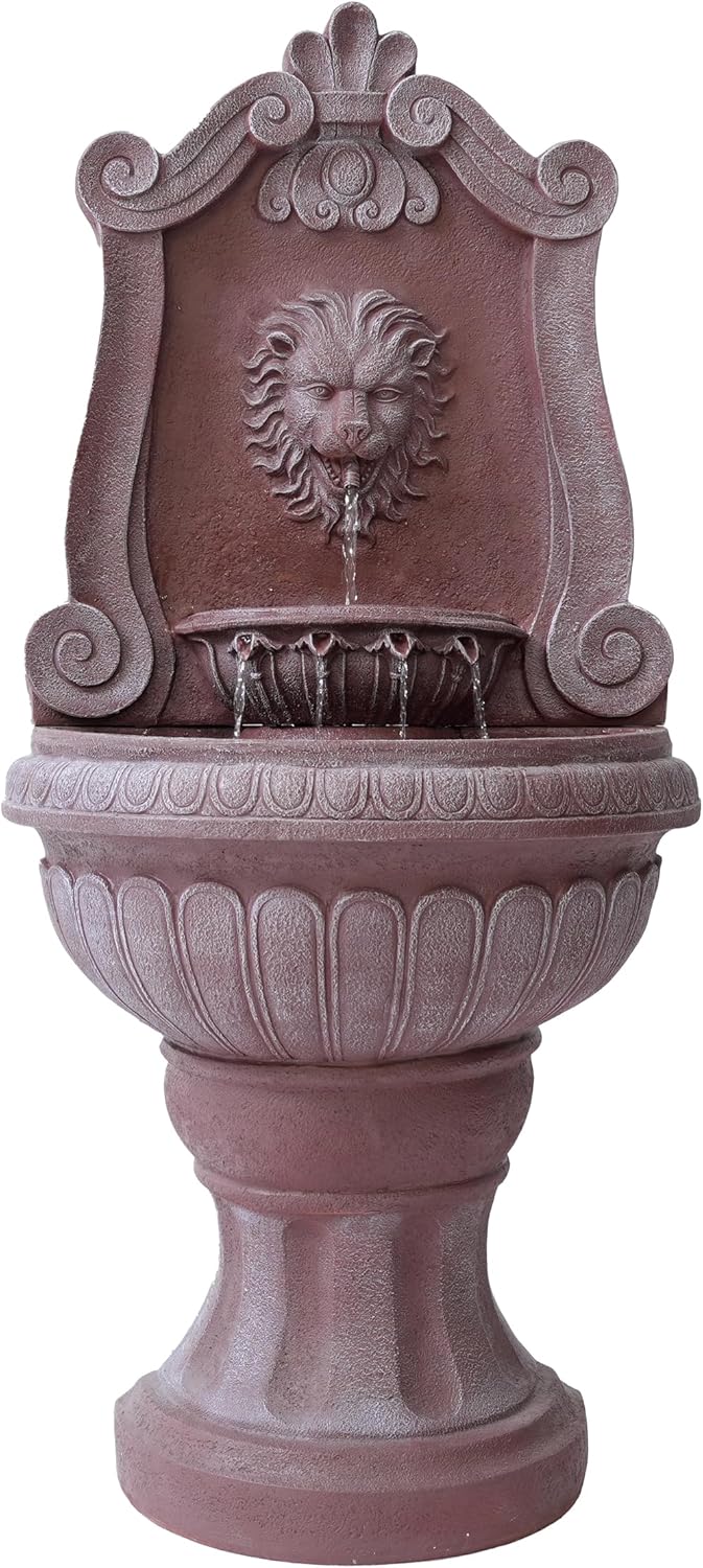 Xbrand 524 In Sandstone Lion Head Floor Fountain