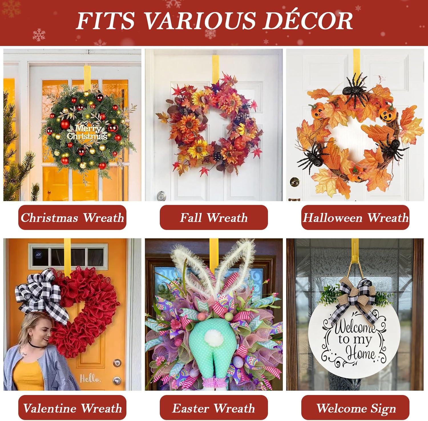 12 Inch Metal Wreath Hanger for Front Door