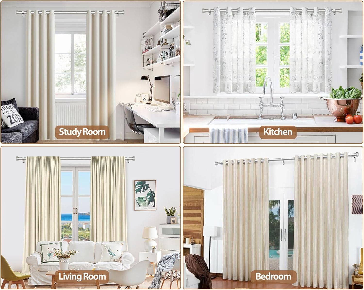 Heavy Duty Curtain Rod 66-120 Inch Silver