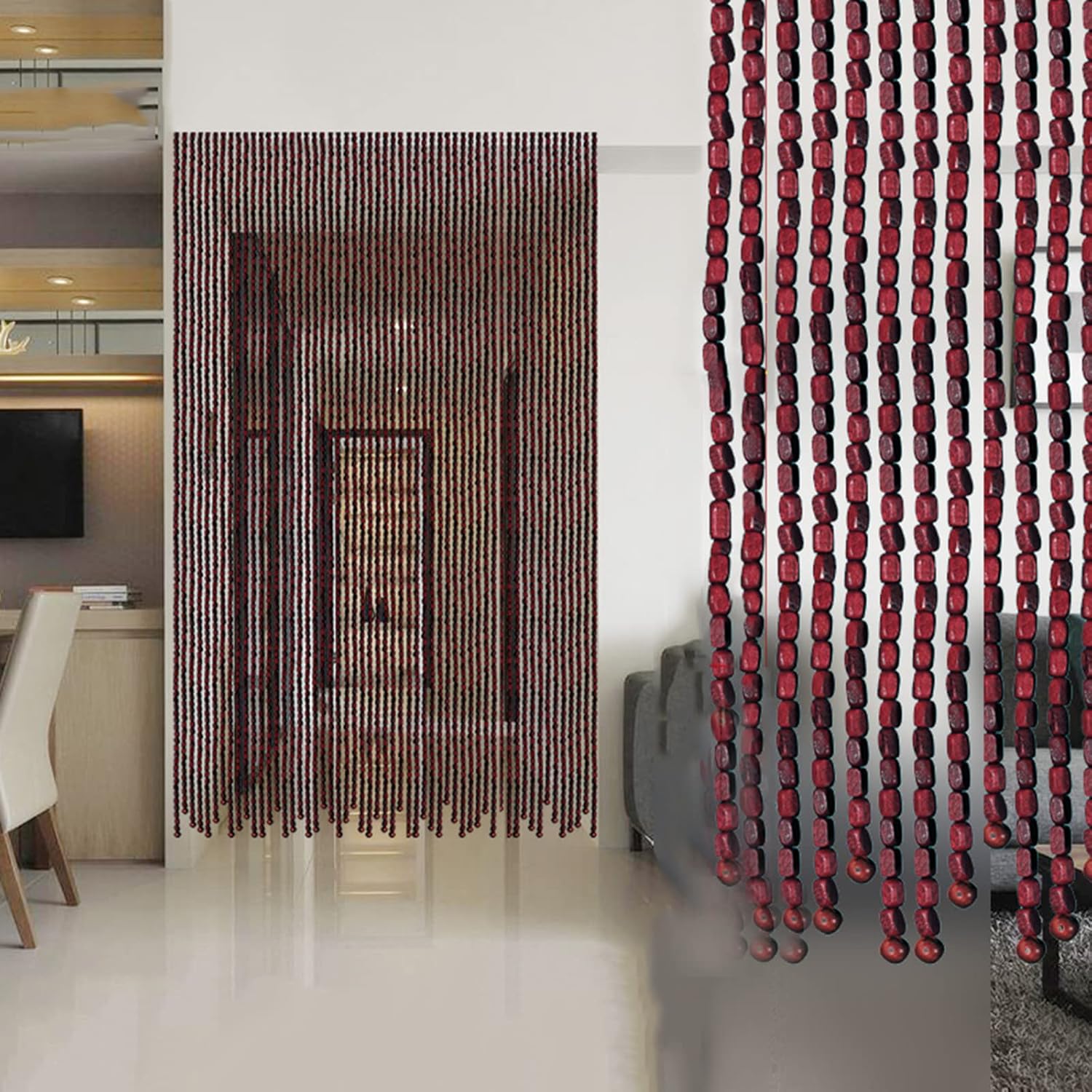 Bamboo Beaded Curtain for Room Division and Decor