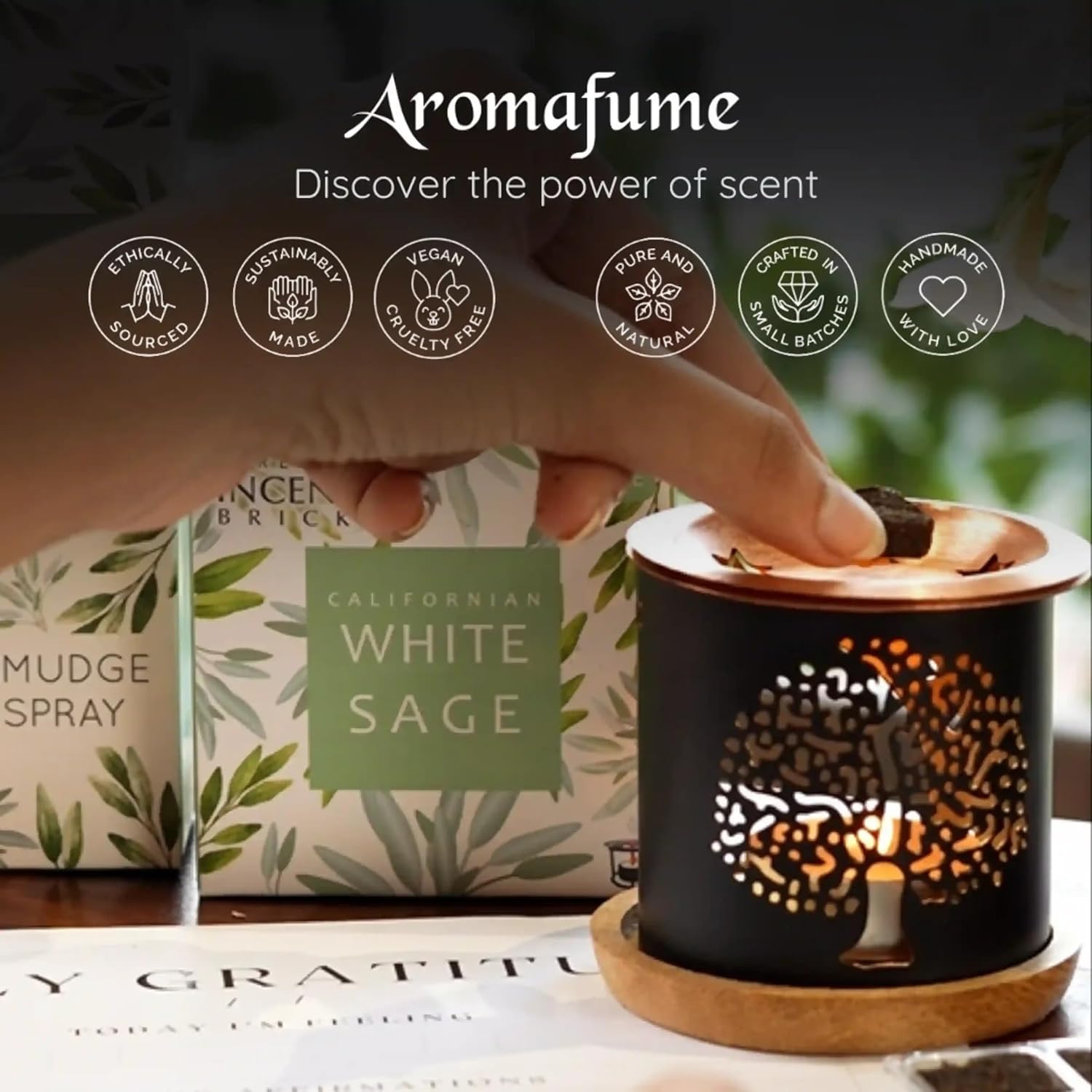 Aromafume White Sage Incense Brick Gift Set