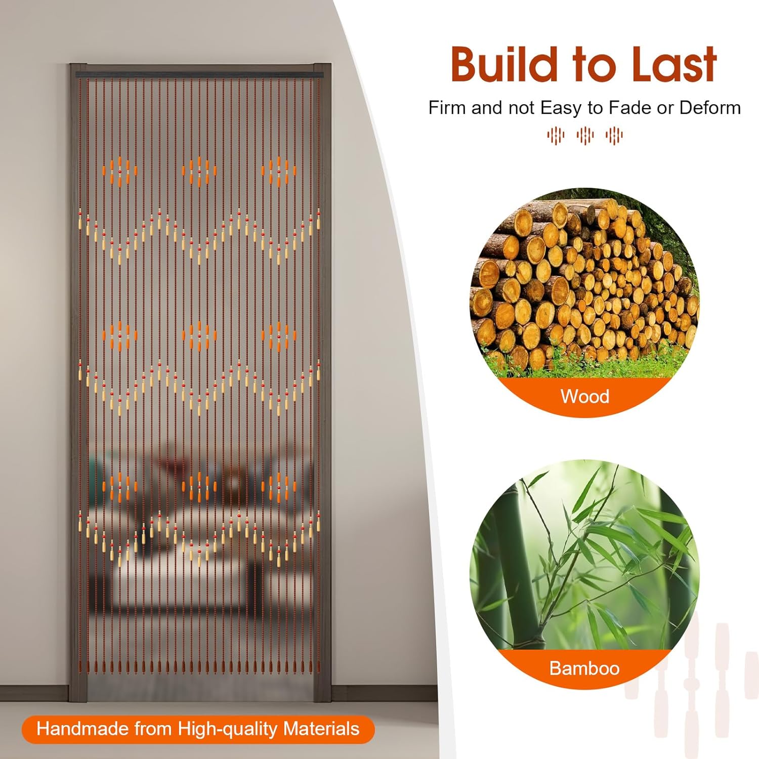 Wooden Beaded Curtain 354 x 866 Doorway Room Divider