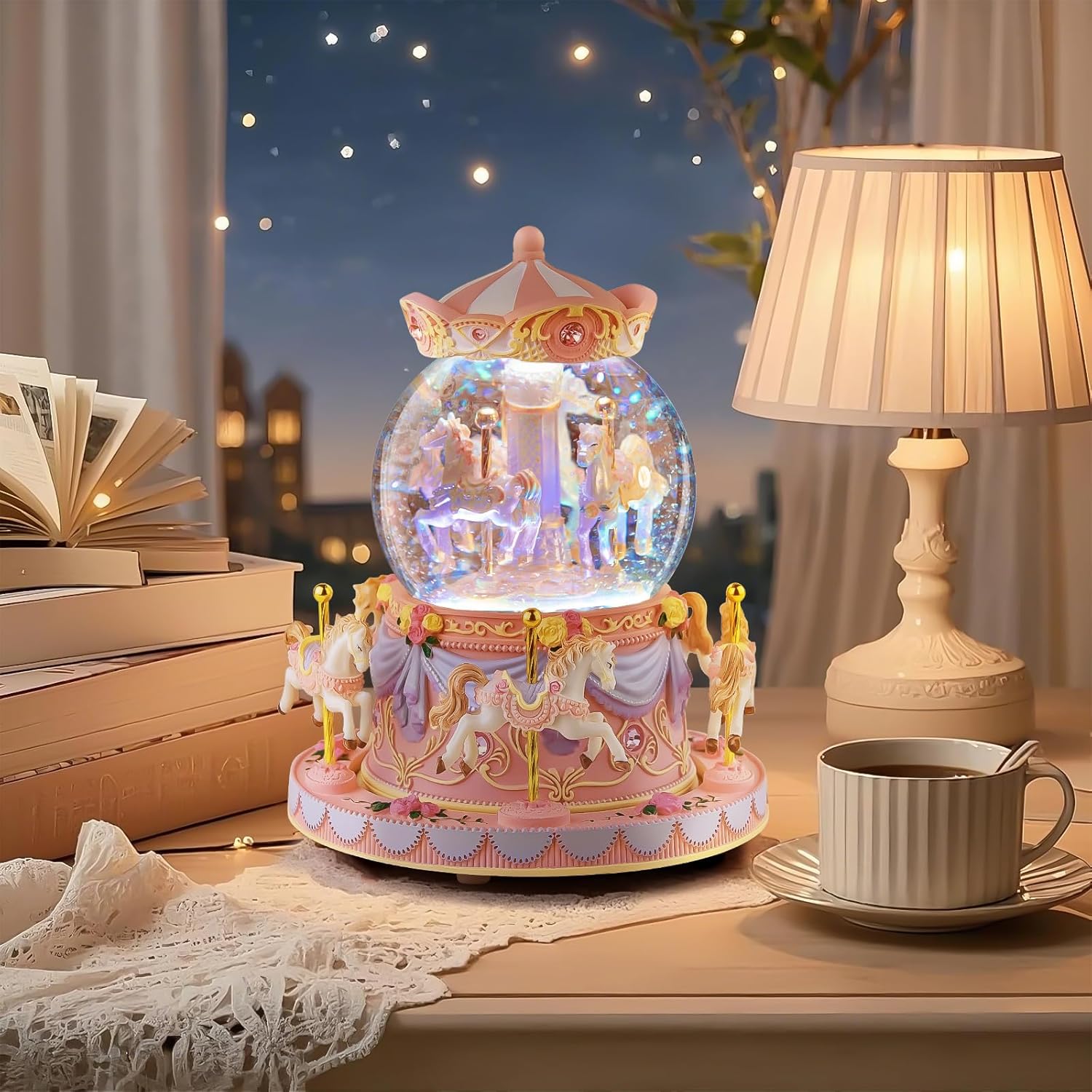 Carousel Snow Globe Music Box Birthday Gift for Girls