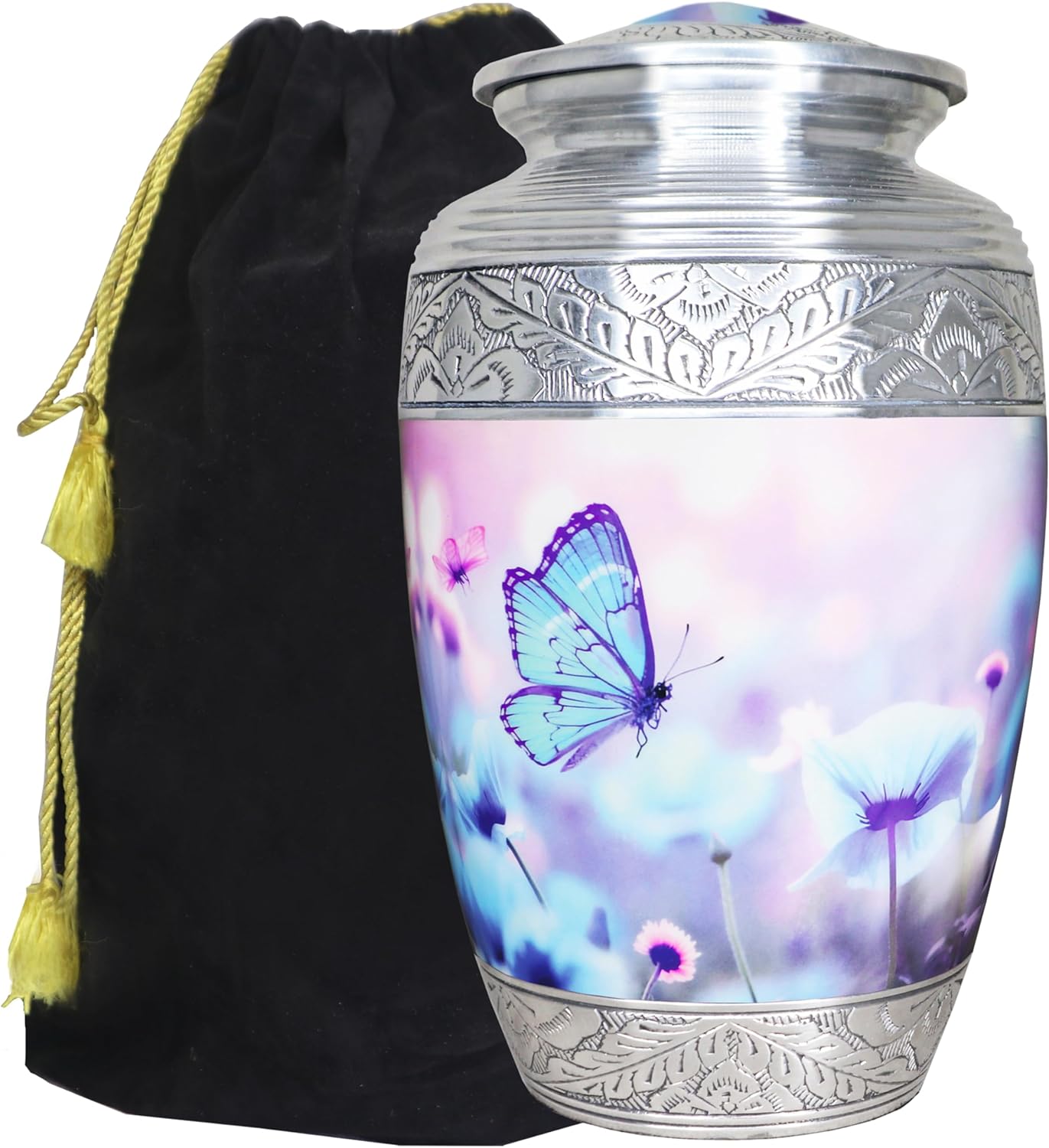 M MEILINXU Blue Butterfly Large Cremation Urn for Adult Ashes