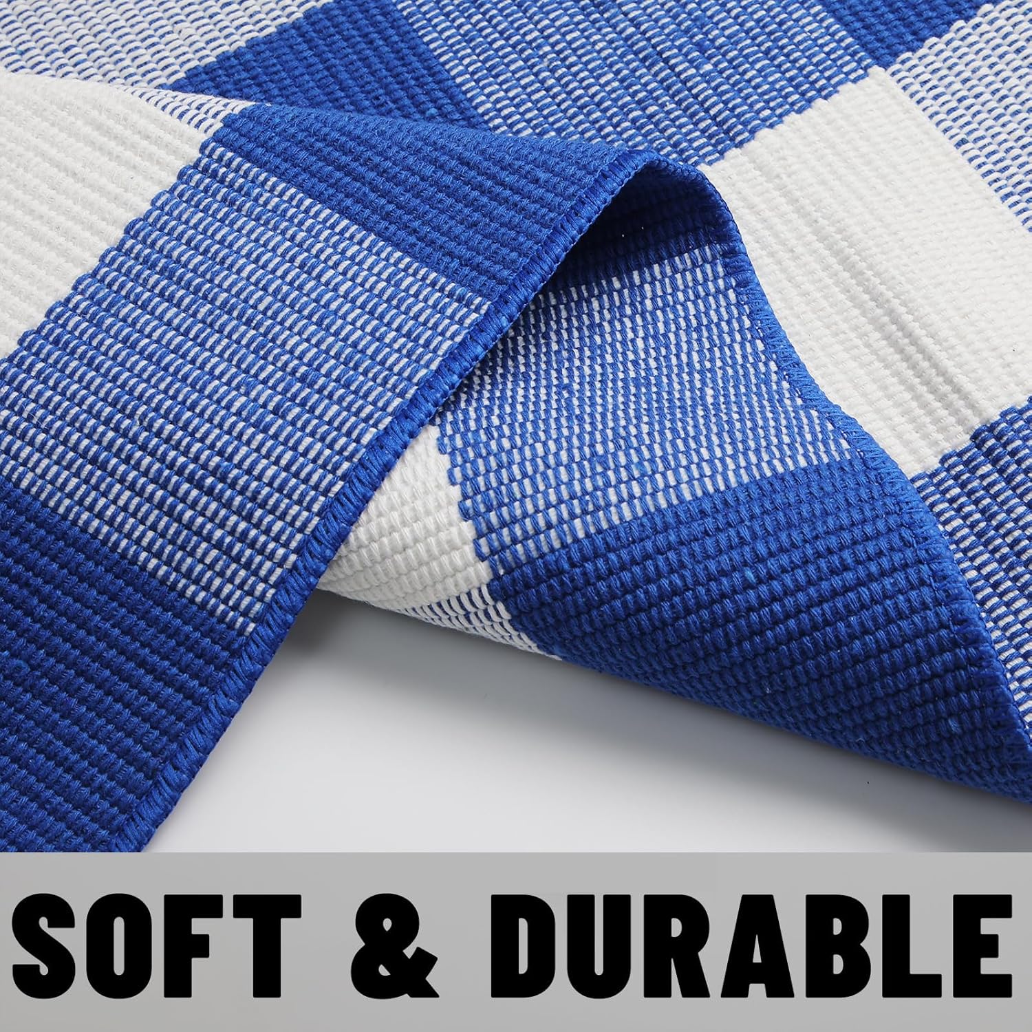 Wayye Buffalo Plaid Area Rug 275 x 43 Blue and White