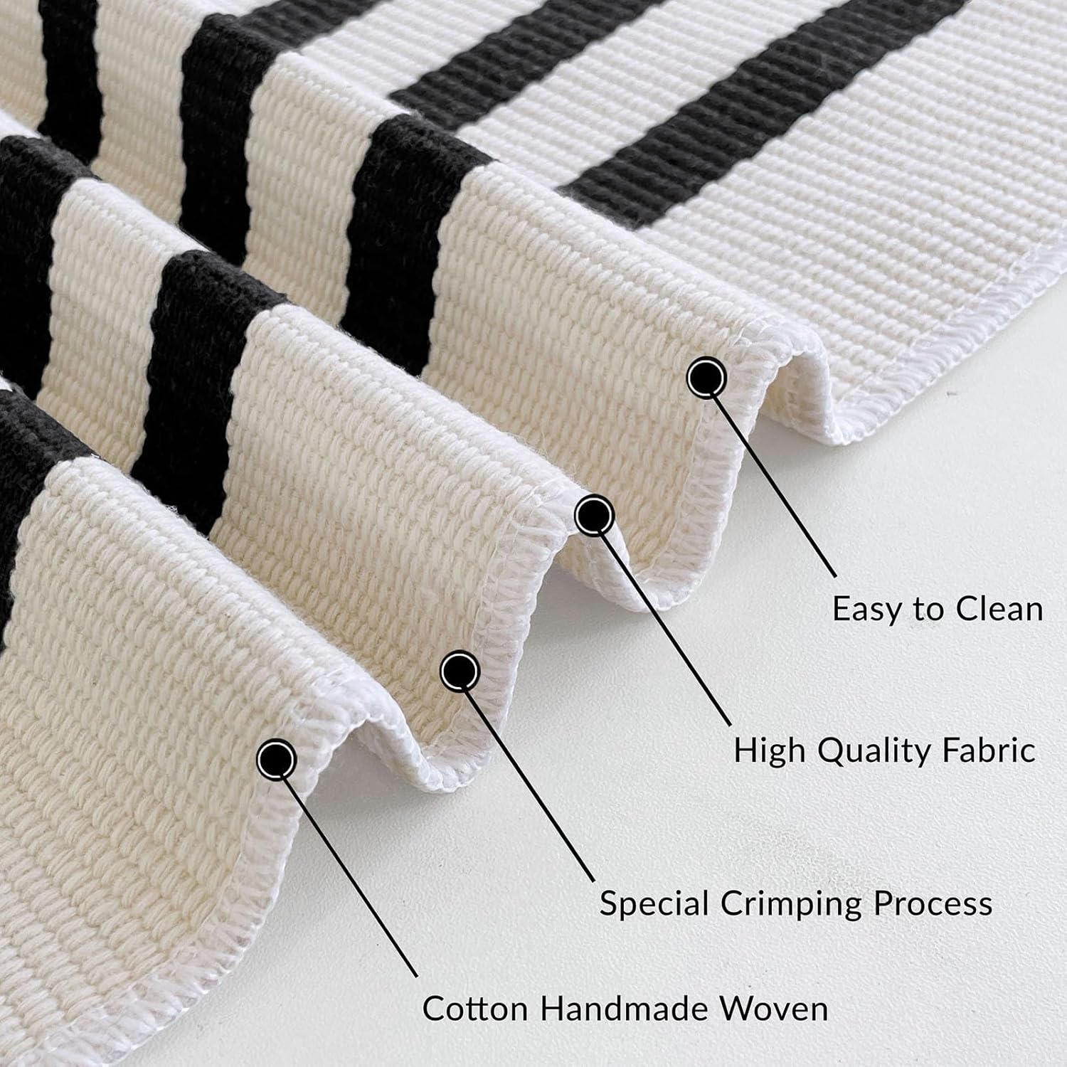 IOHOUZE Black Beige Striped Rug 2x3 Front Door Mat