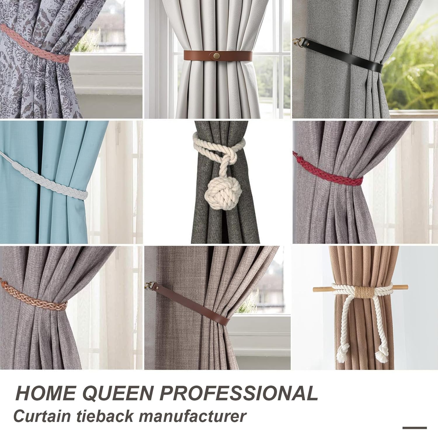 Home Queen Curtain Tiebacks Nautical Style 2 Pairs Beige