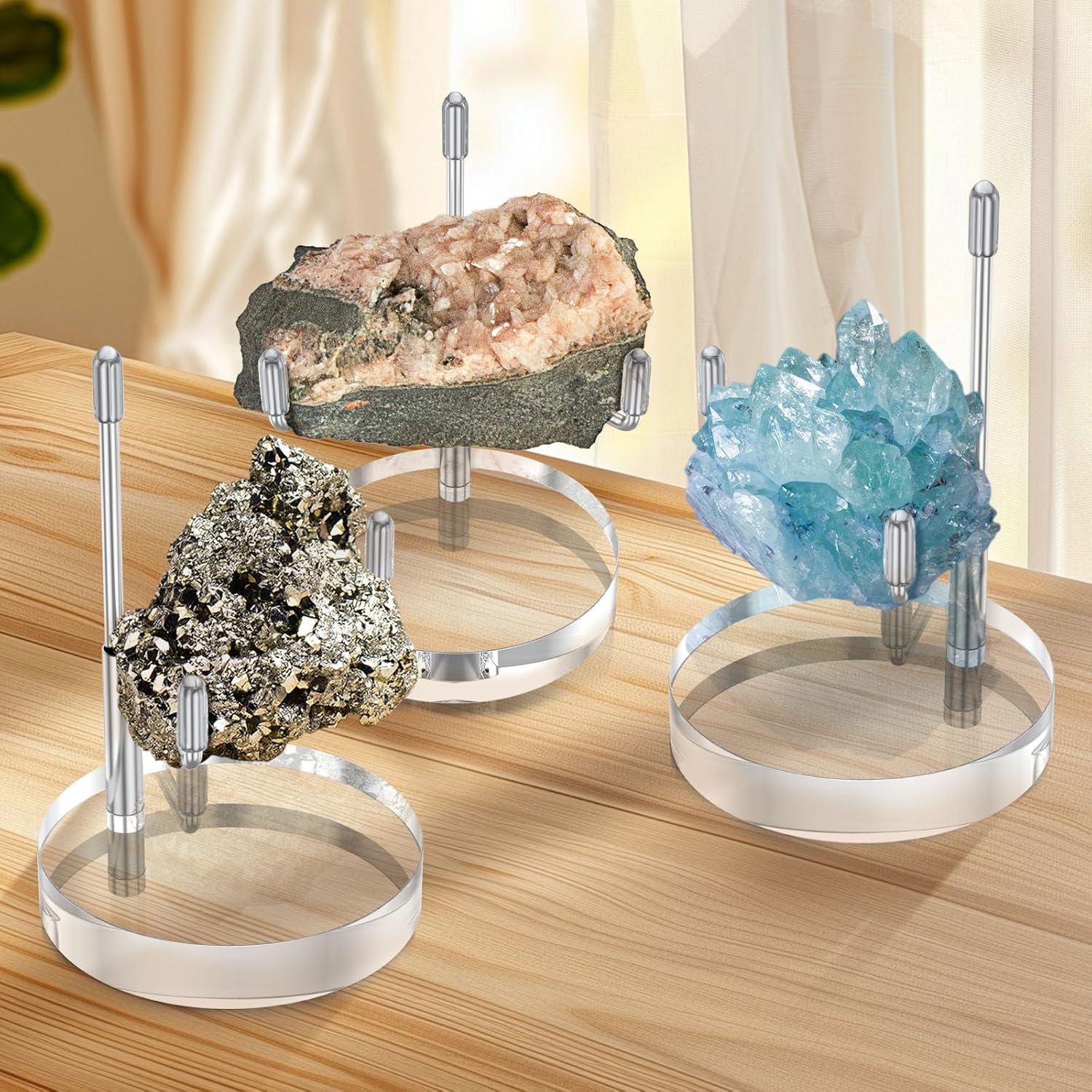 3Pcs Adjustable Metal Arms Display Stand for Rocks and Gems