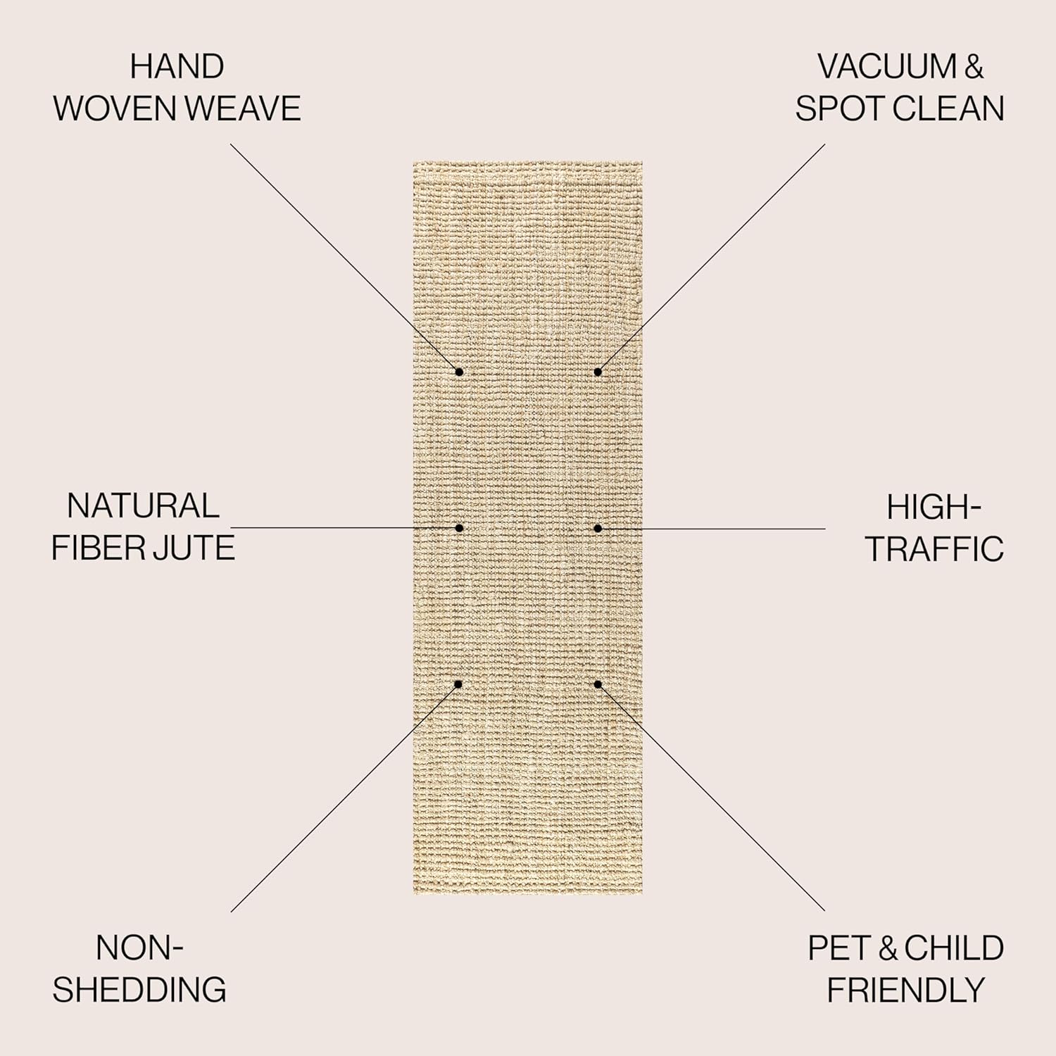 JONATHAN Y NFR103A-28 Ivory Jute Runner Rug