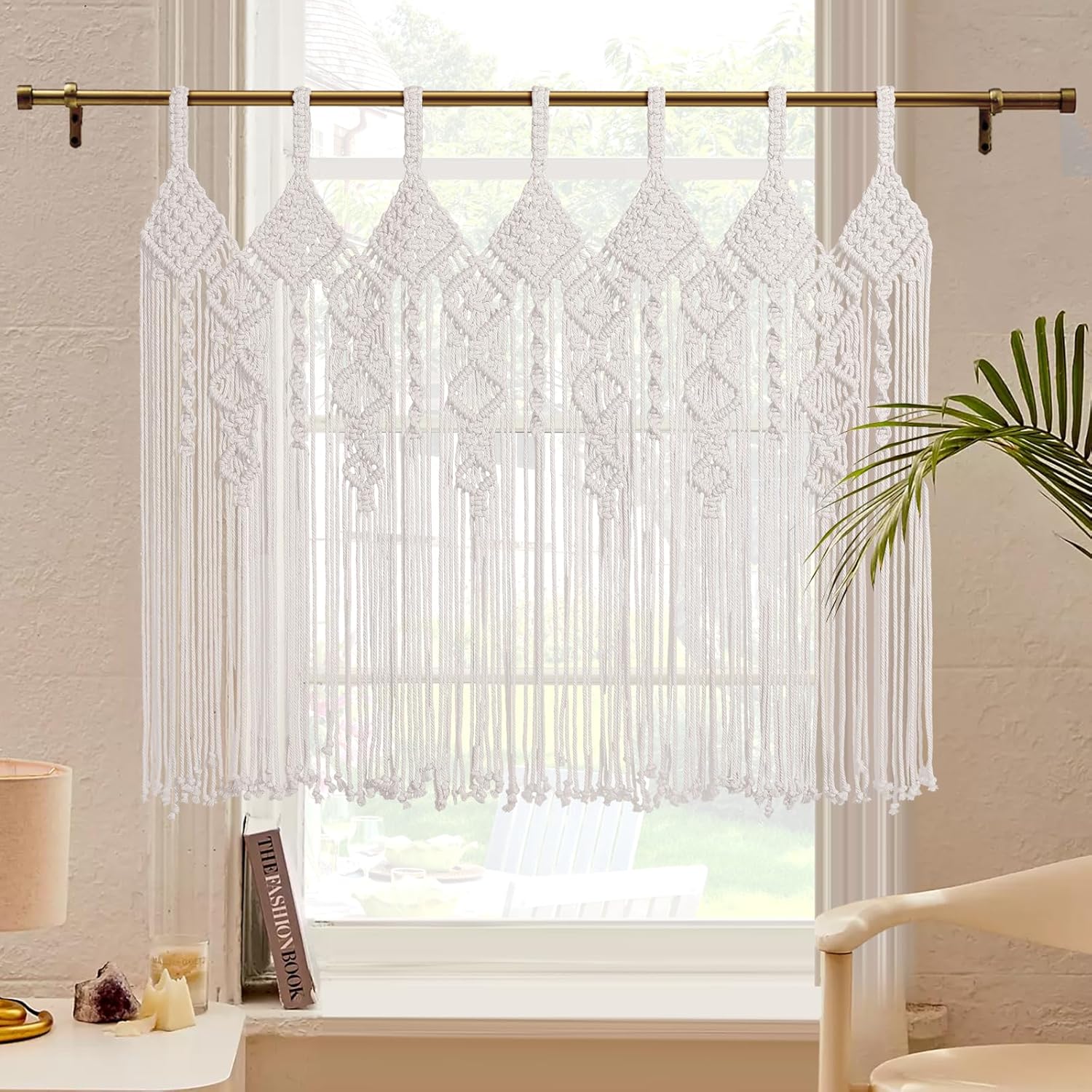 Boho Valance Macrame Curtains 31 W x 39 L
