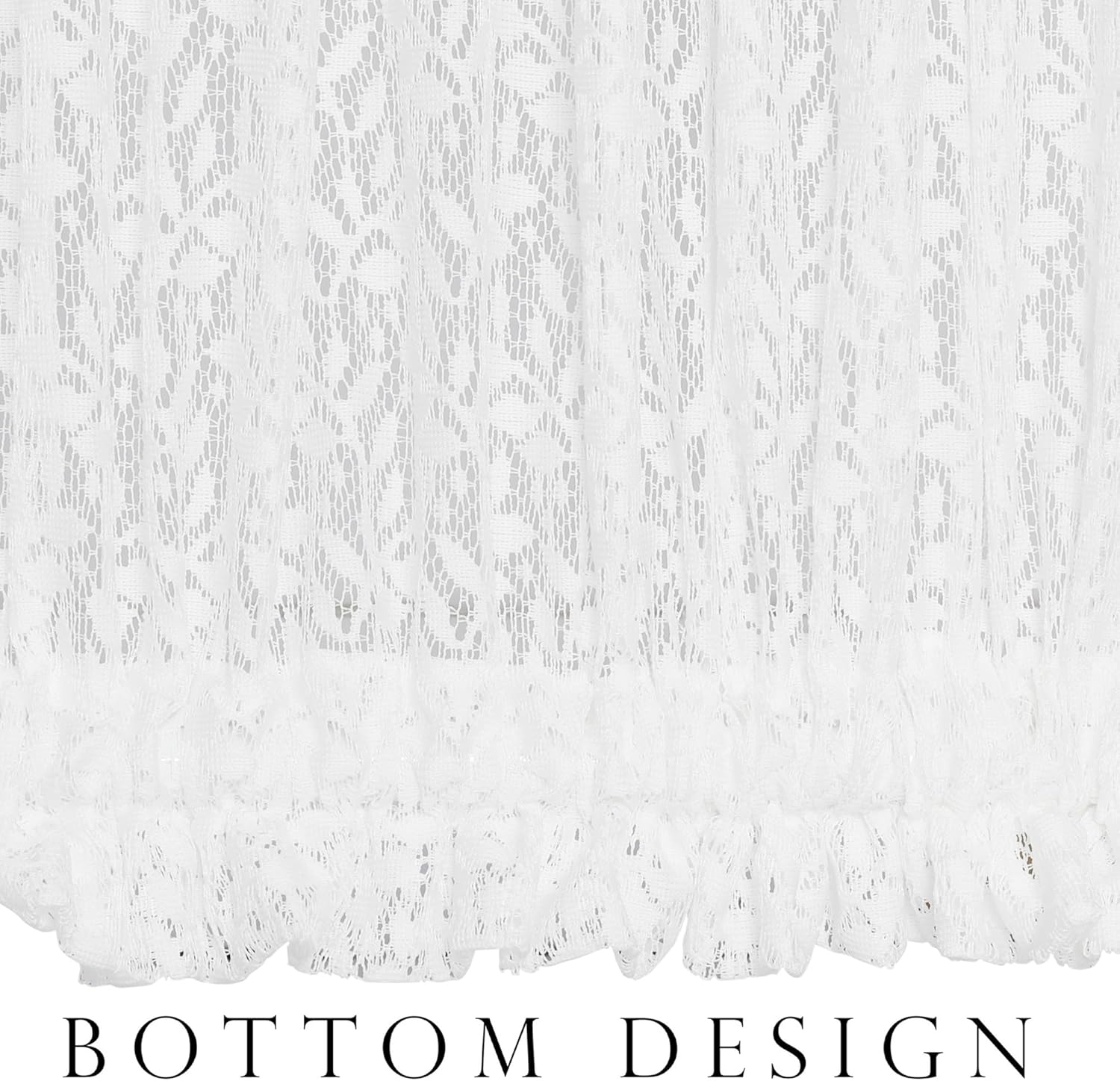 White Lace French Door Curtains with Tieback 2 Panels 25x40 Inch