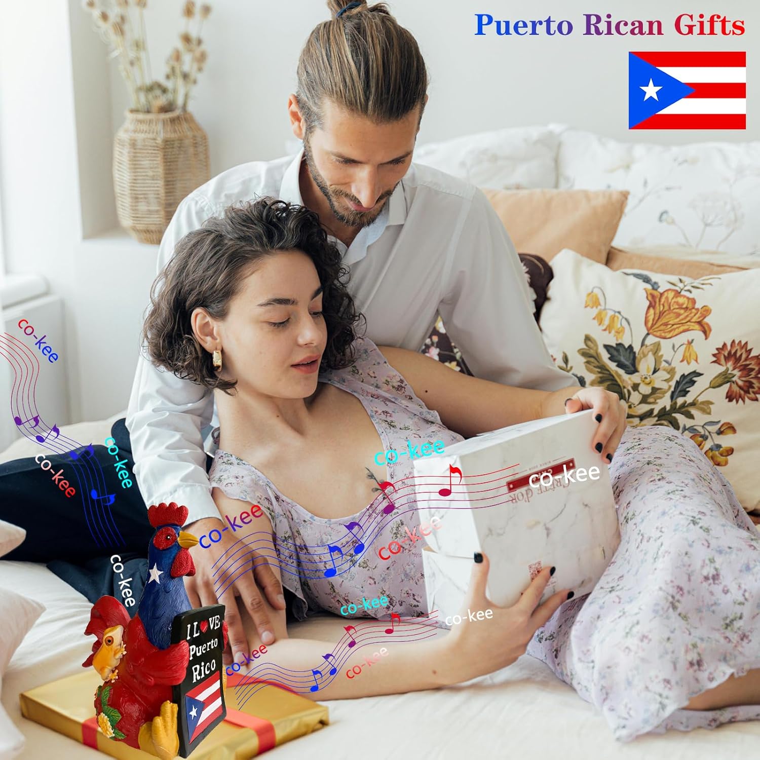 Puerto Rico Coqui Music Box Figurine Boricua Decor