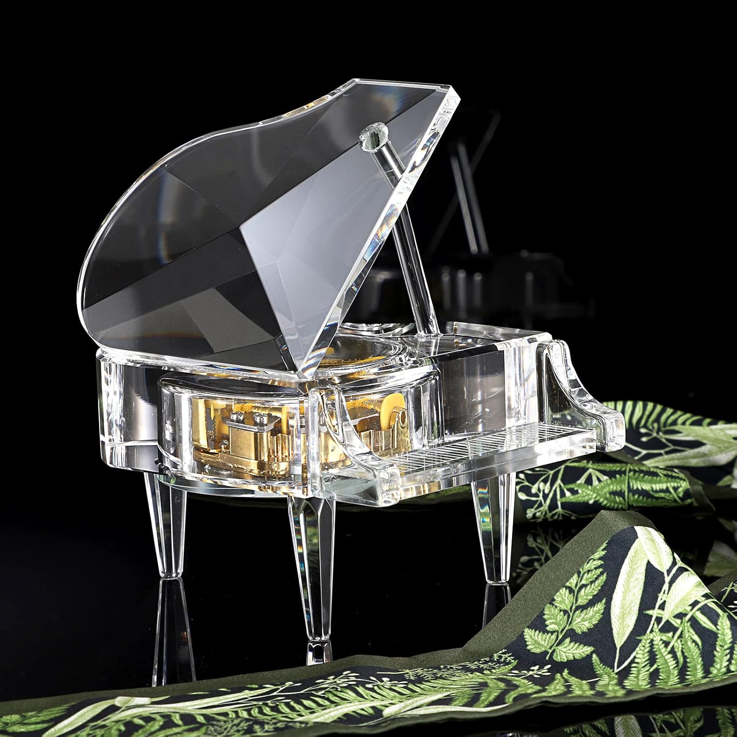 ELLDOO Crystal Piano Music Box - Mechanical Clockwork Decorative Ornament