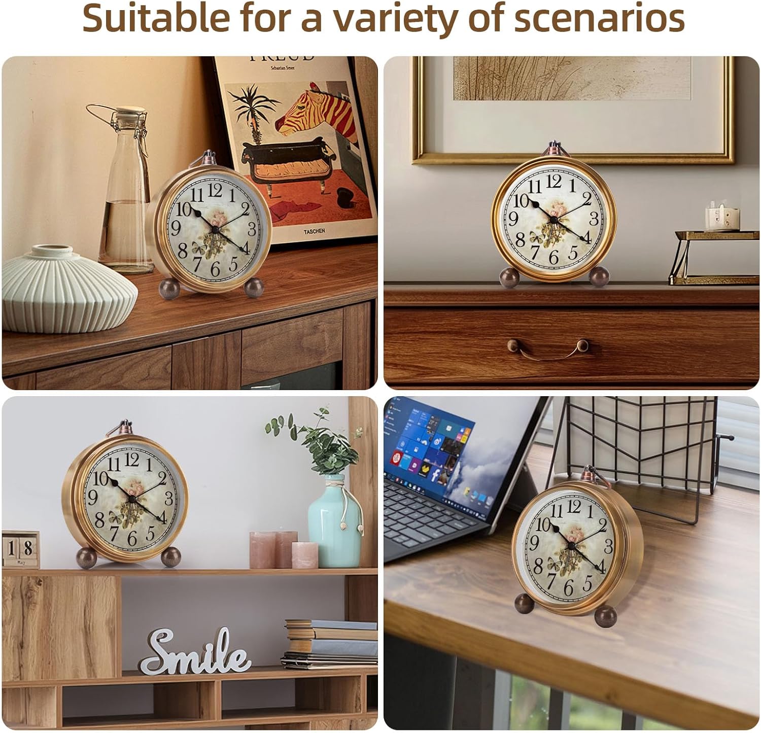 Maxspace Retro Vintage Desk Clock with Alarm