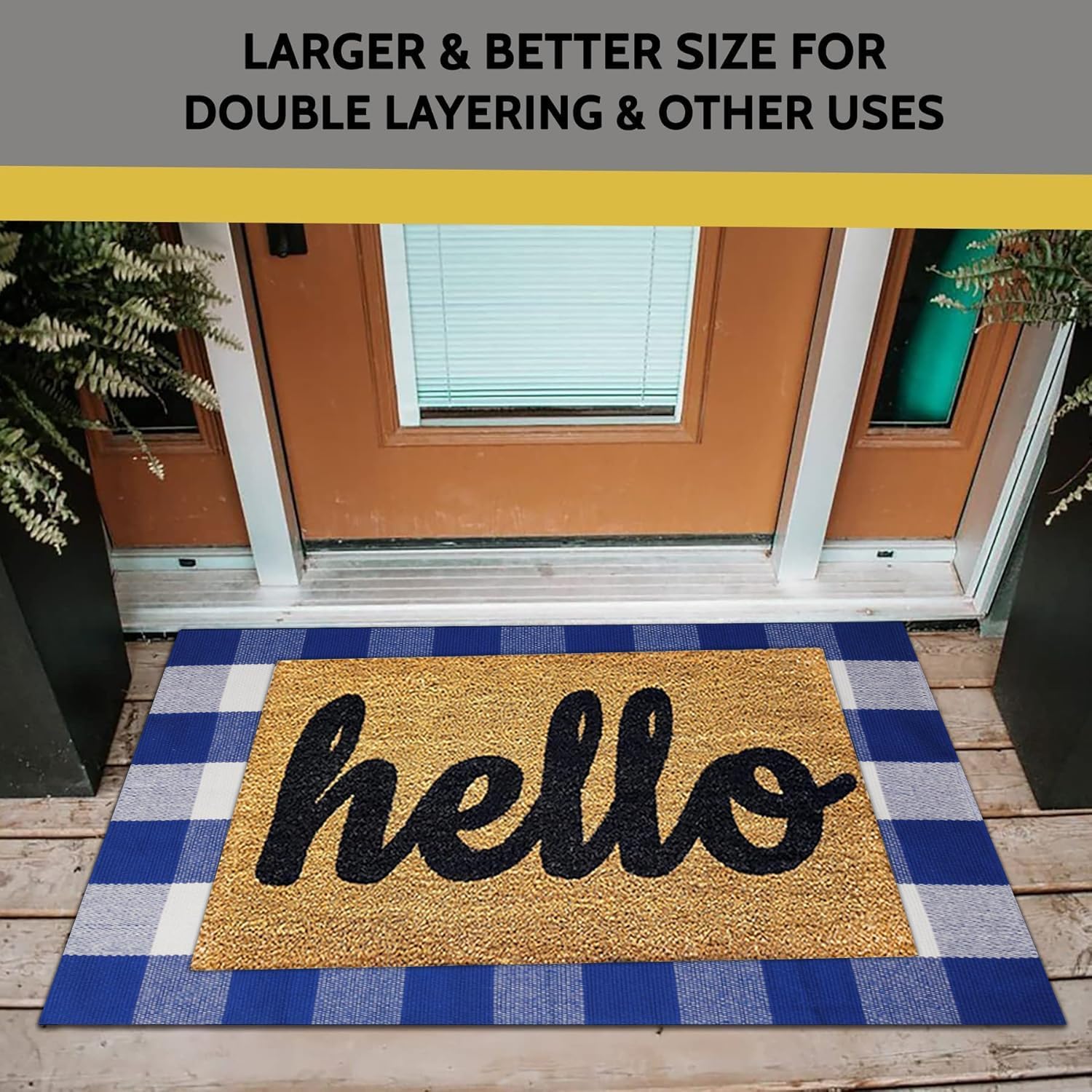 Wayye Buffalo Plaid Area Rug 275 x 43 Blue and White