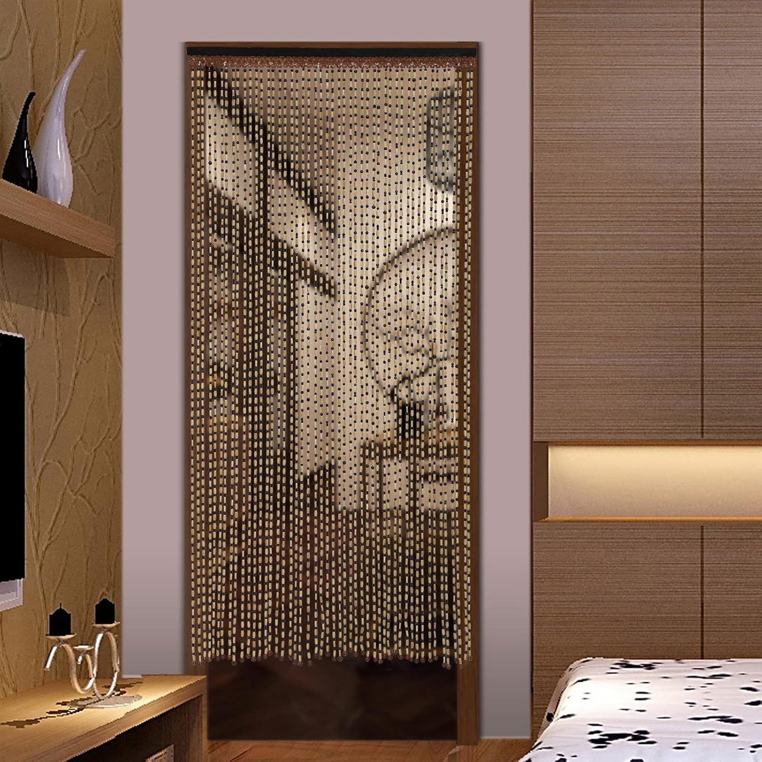Wood Beaded Curtain for Home Decor and Privacy