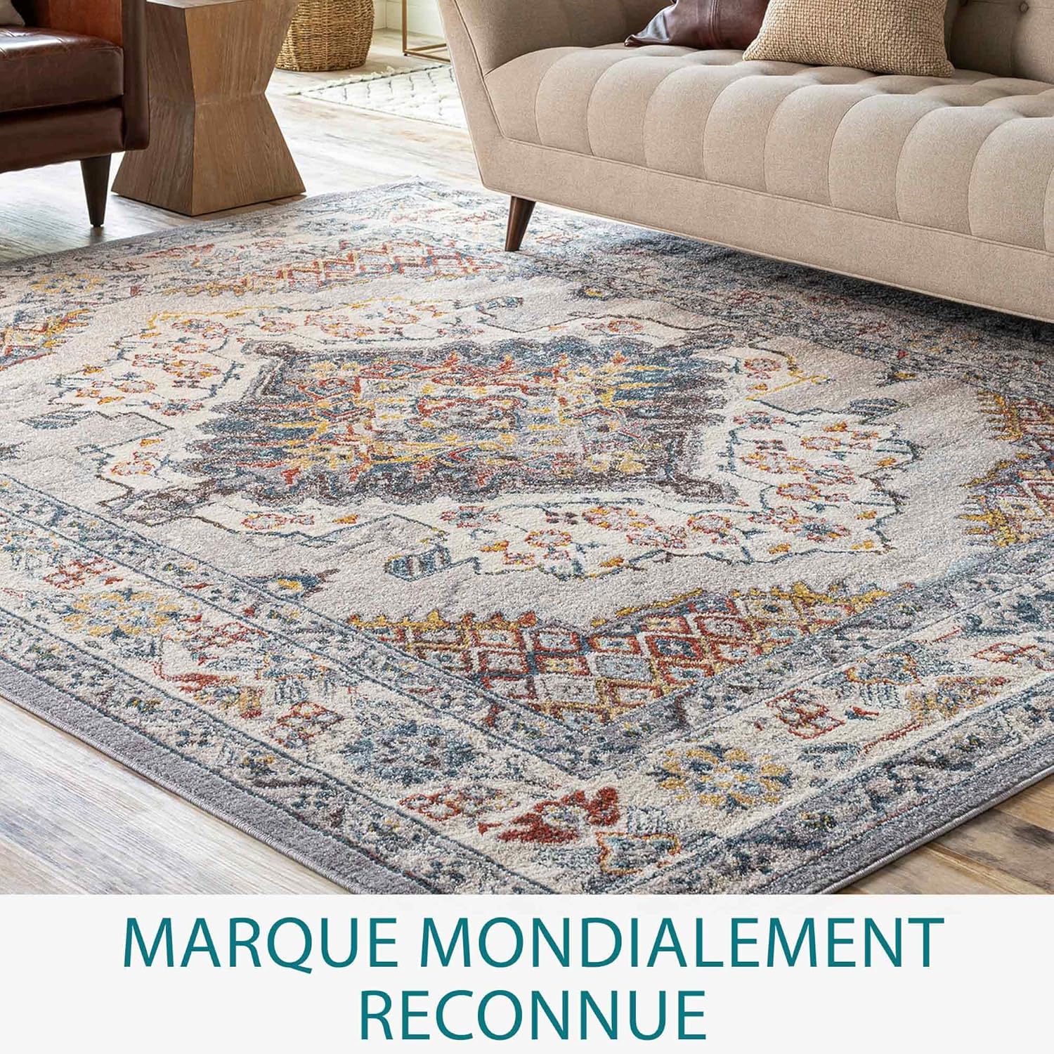 Livabliss Anja Oriental Medallion Area Rug 67 x 9 Grey