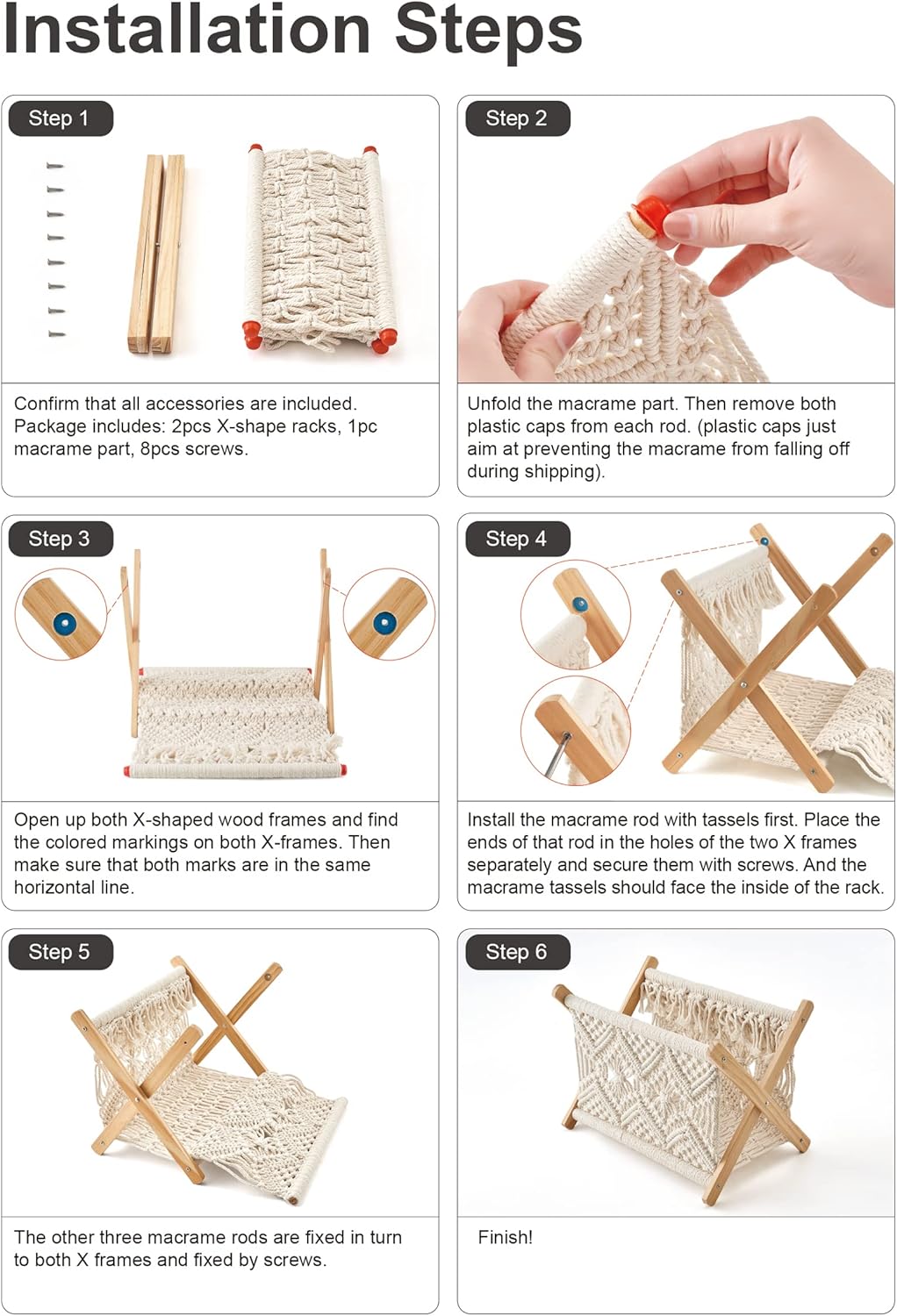 Mkono Macrame Magazine Rack Boho Storage Holder