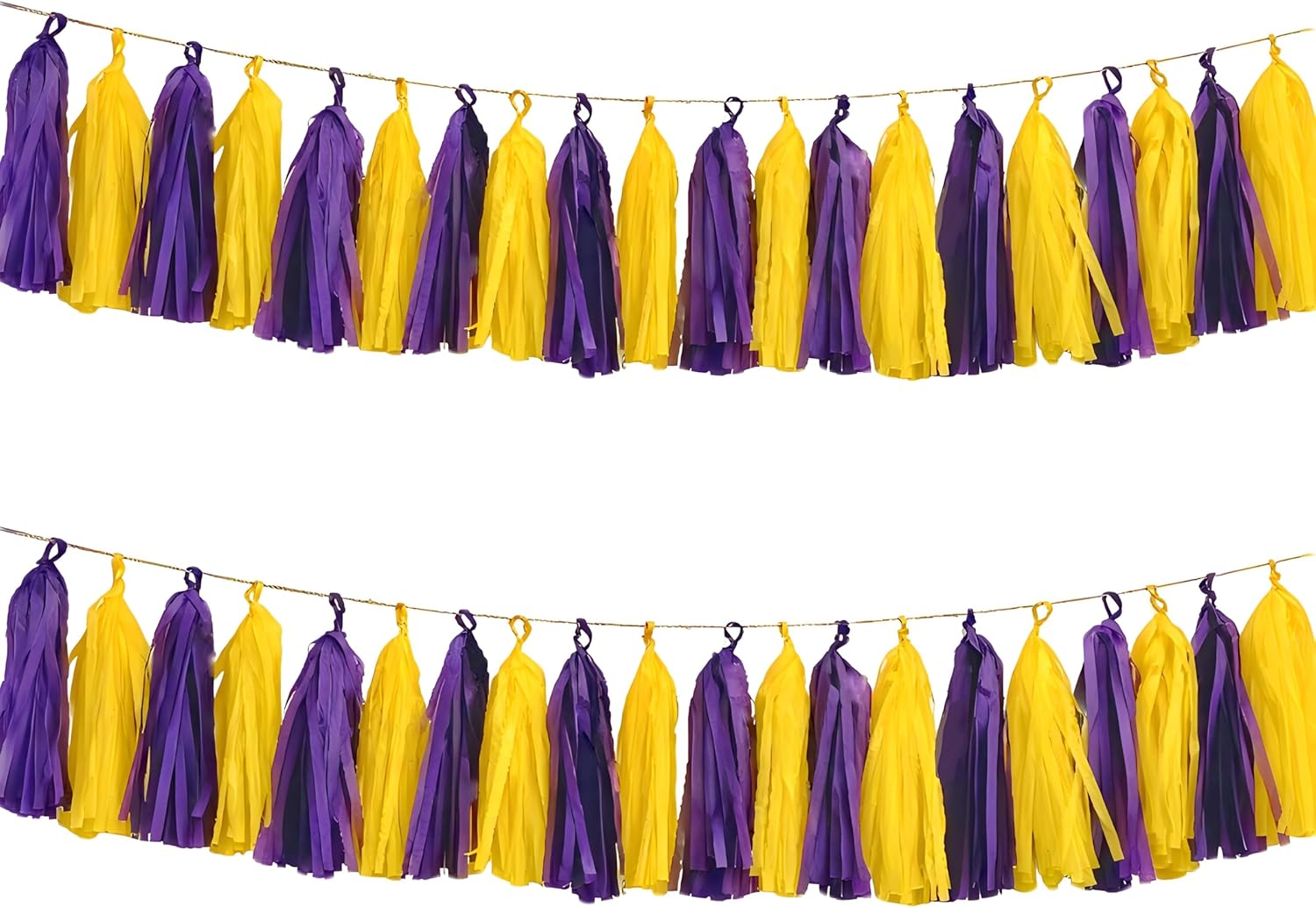 Purple Yellow Paper Tassel 20 Pack for Party Decor