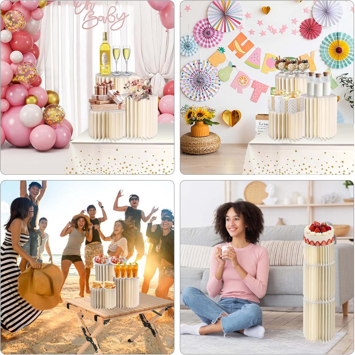 3PCS Height Adjustable Cylinder Pedestal Stand for Party