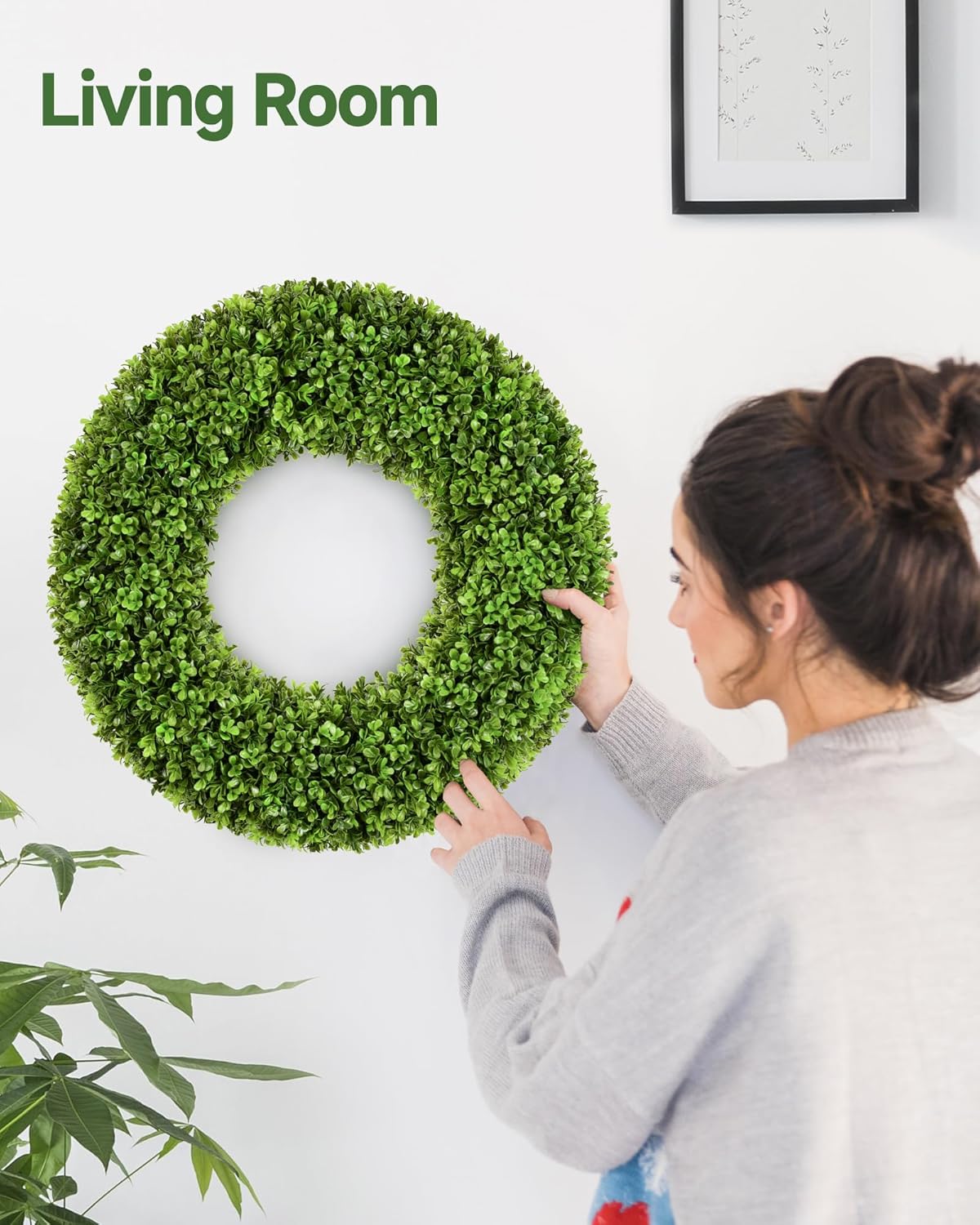 DDHS 20 Inch Artificial Boxwood Wreath for Front Door