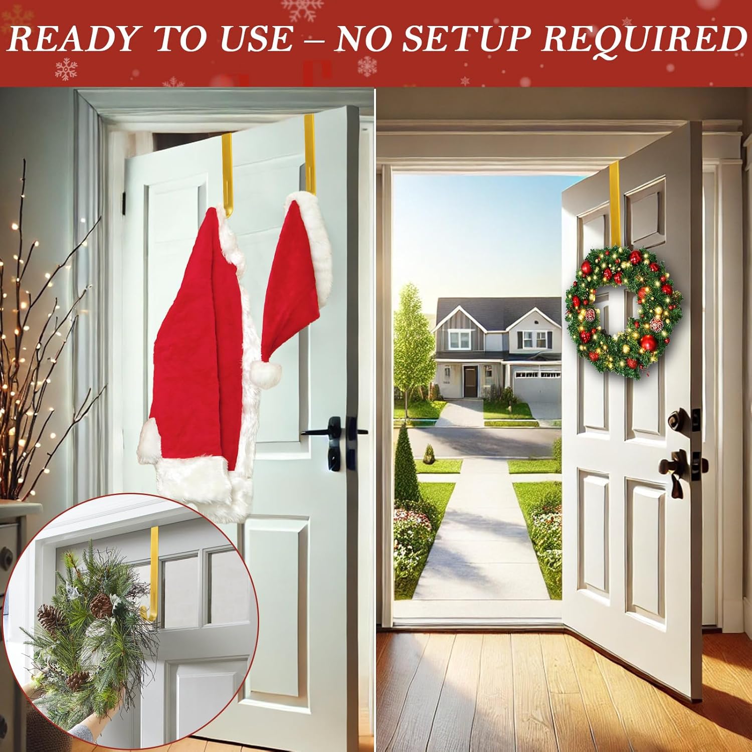 12 Inch Metal Wreath Hanger for Front Door
