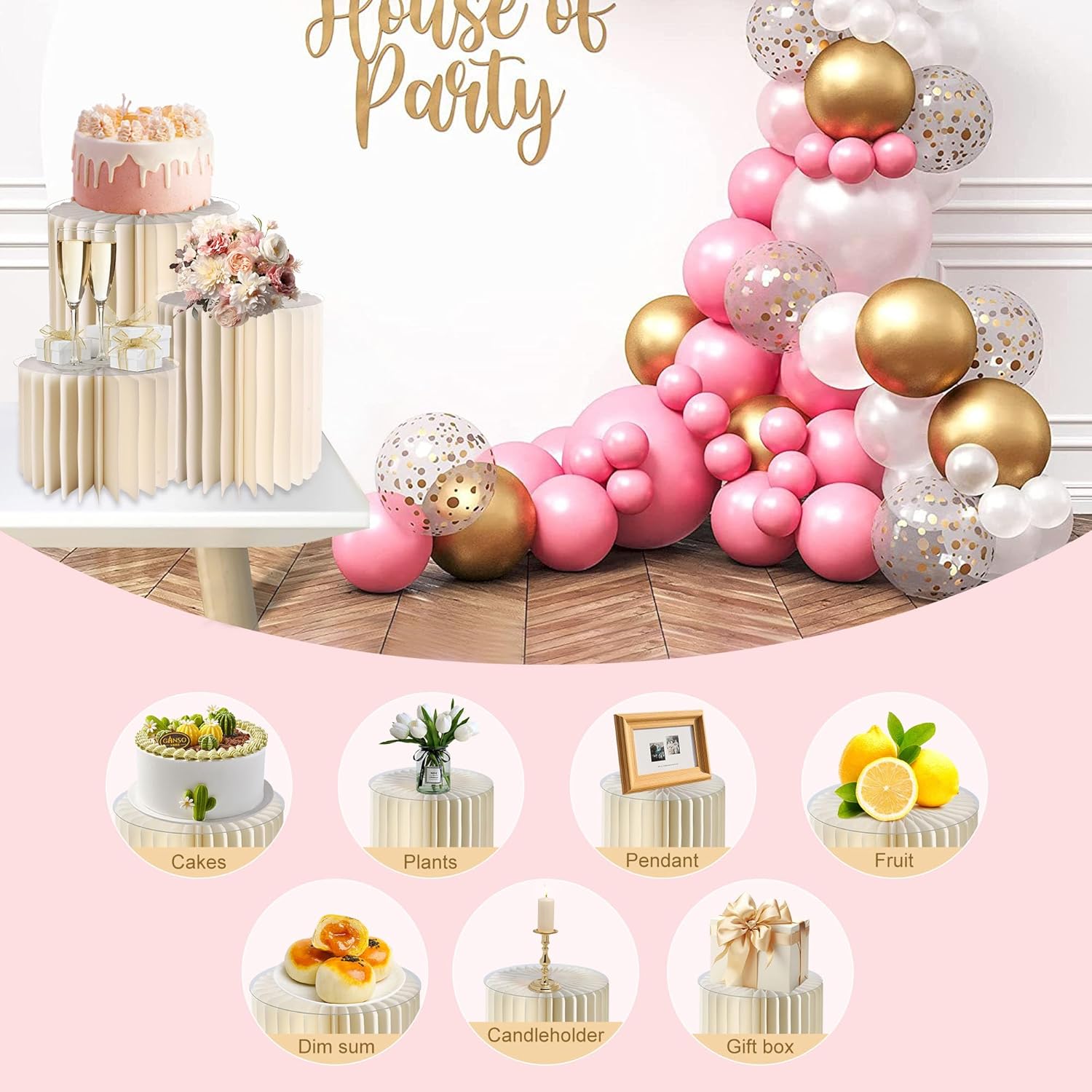 3PCS Height Adjustable Cylinder Pedestal Stand for Party