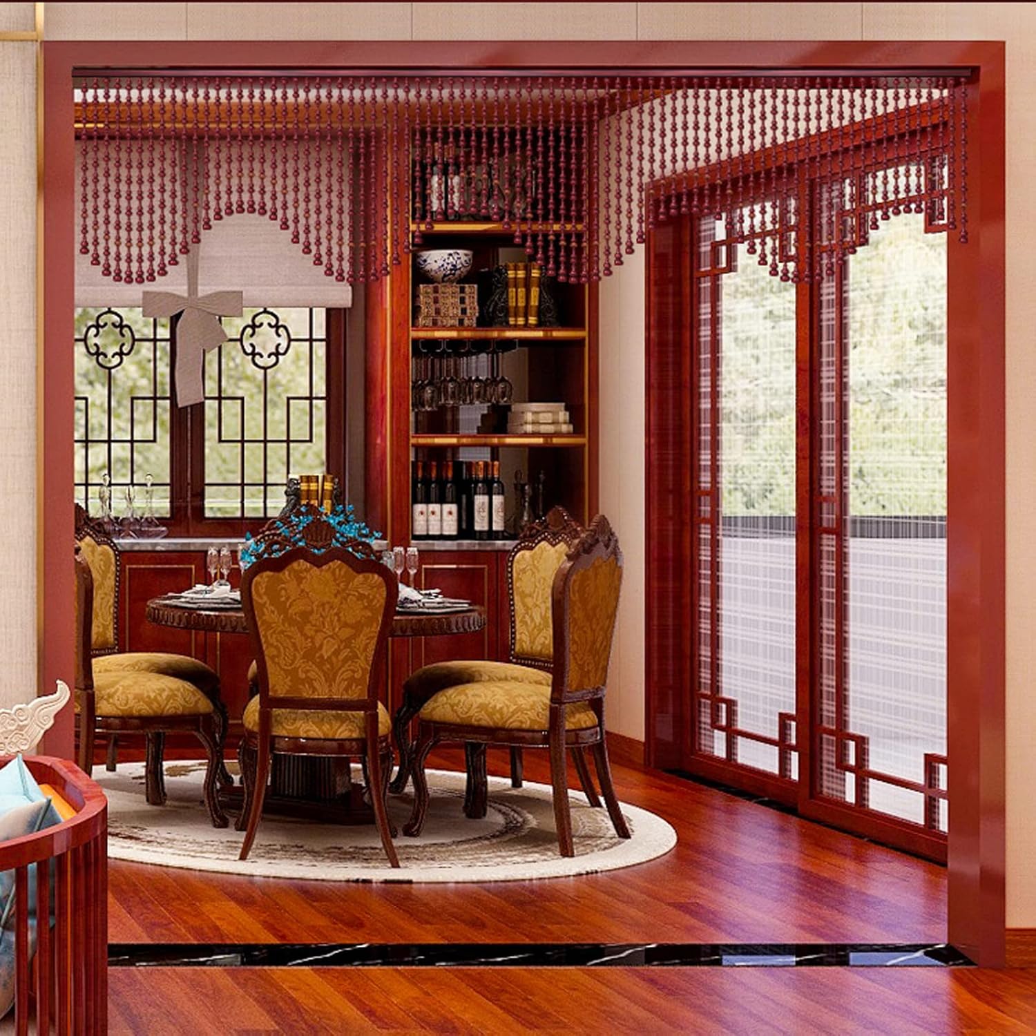 KDDEON 25 String Wooden Bead Curtain for Doorway