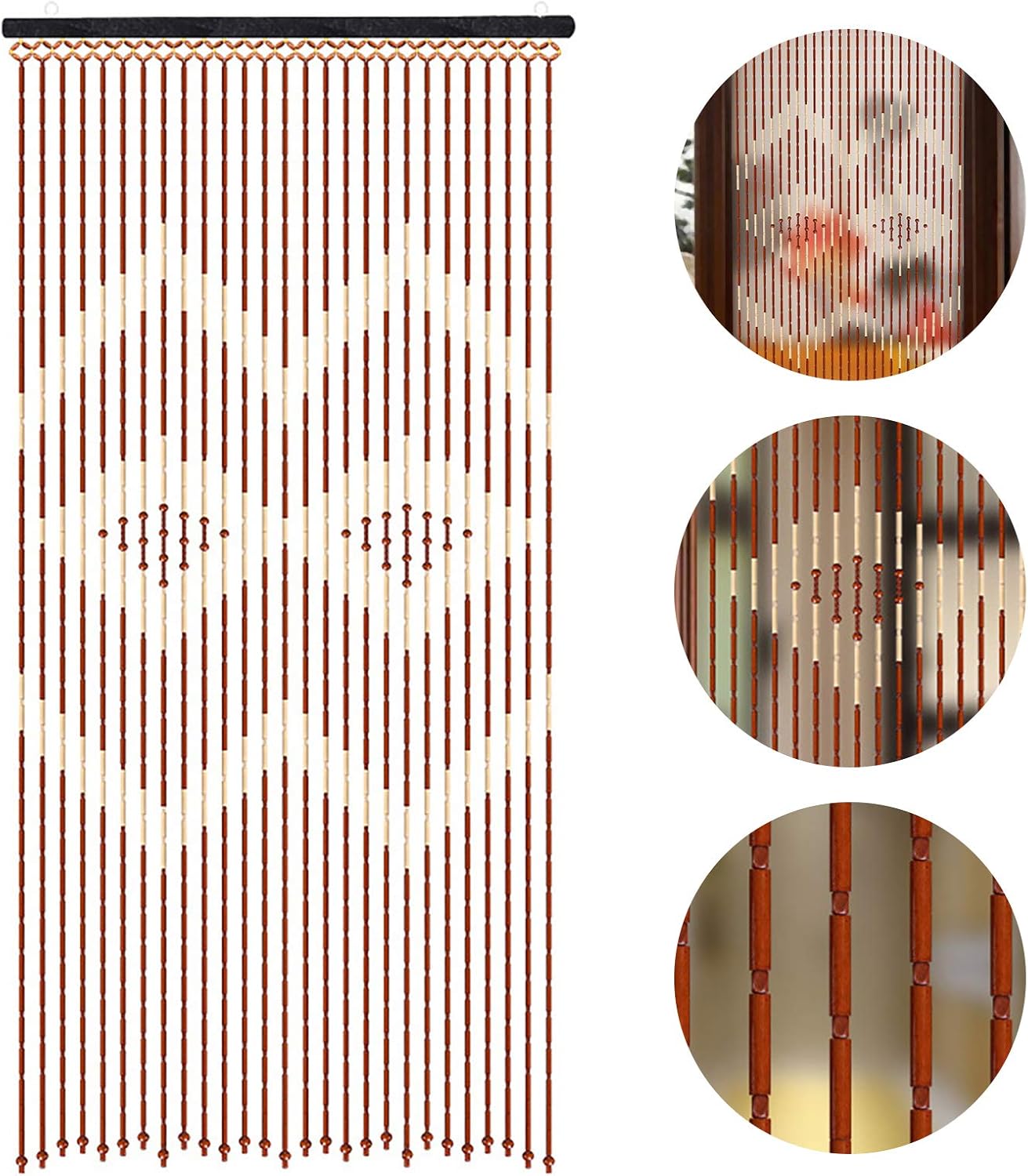 Bamboo Wood Bead Curtain with 27 Lines