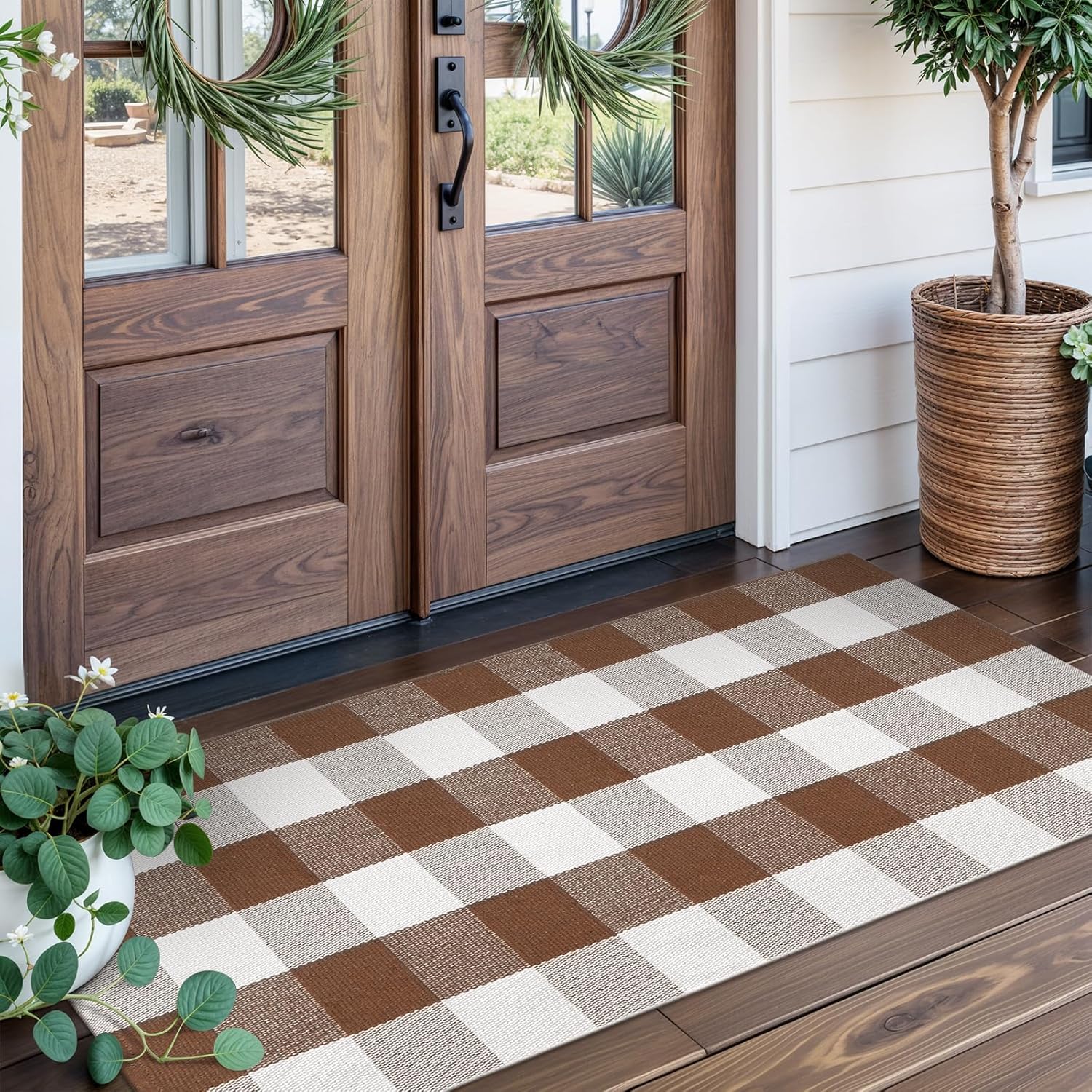 Collive Buffalo Plaid Checkered Outdoor Rug