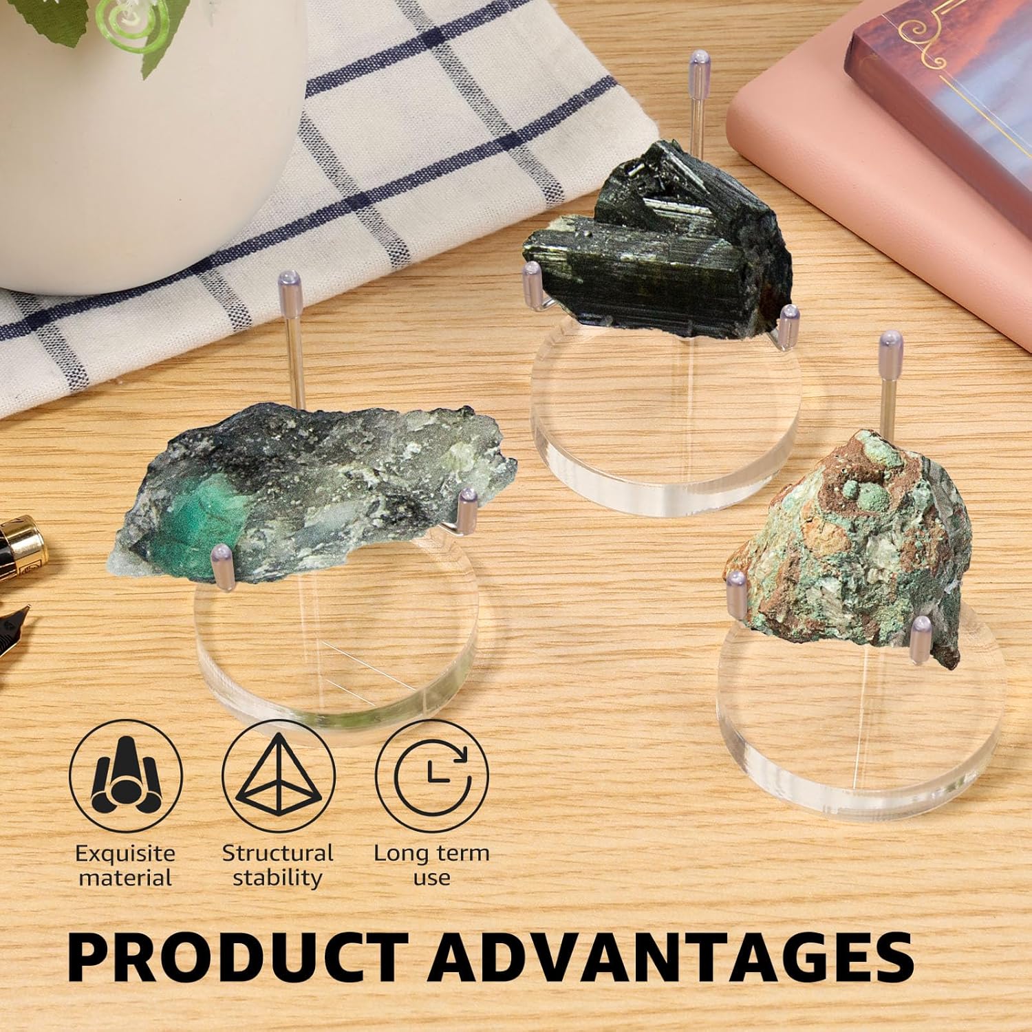 3Pcs Adjustable Metal Arms Display Stand for Rocks and Gems