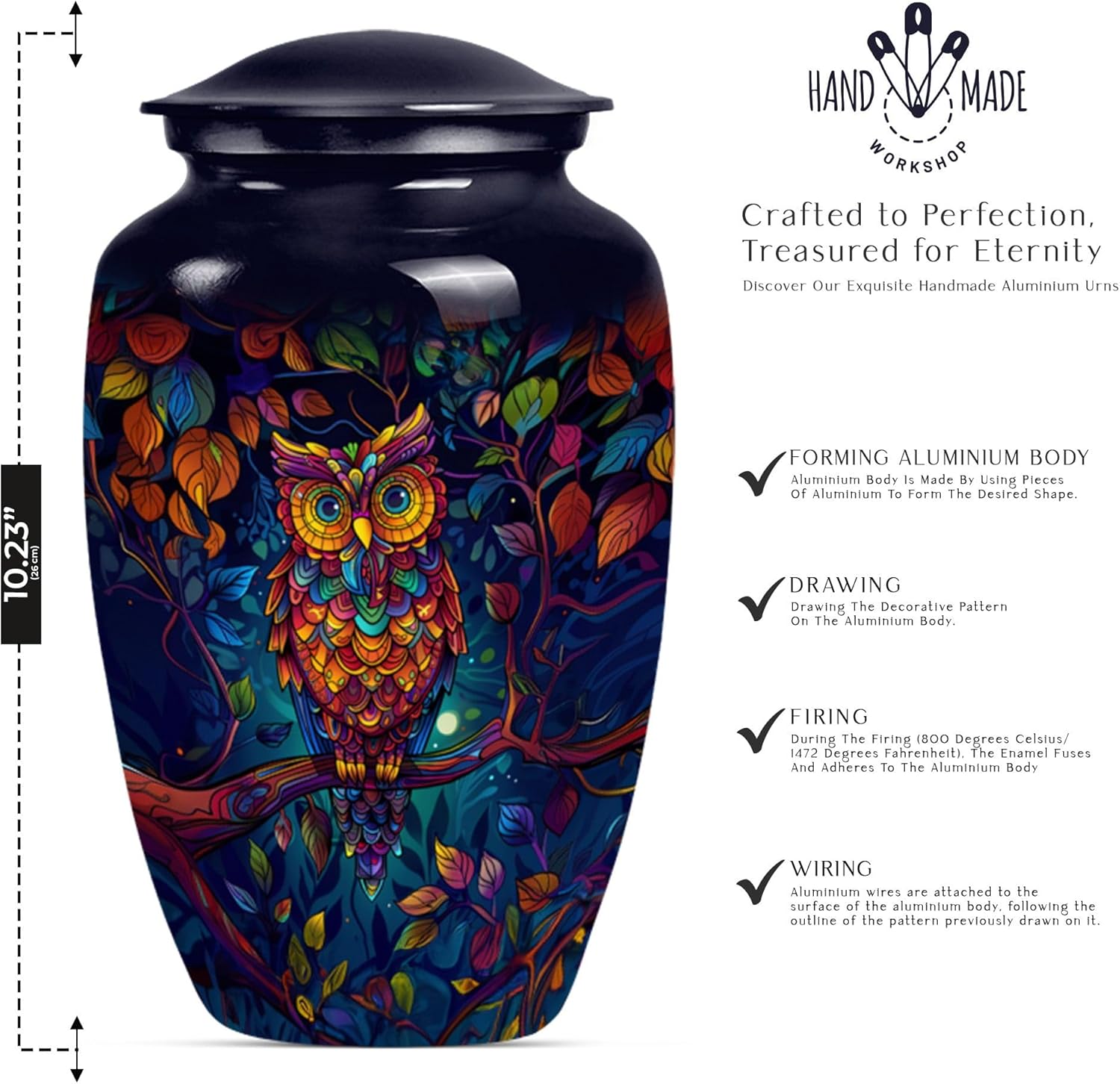 Owl Cremation Urn for Human Ashes - 10 Inch Pack of 1