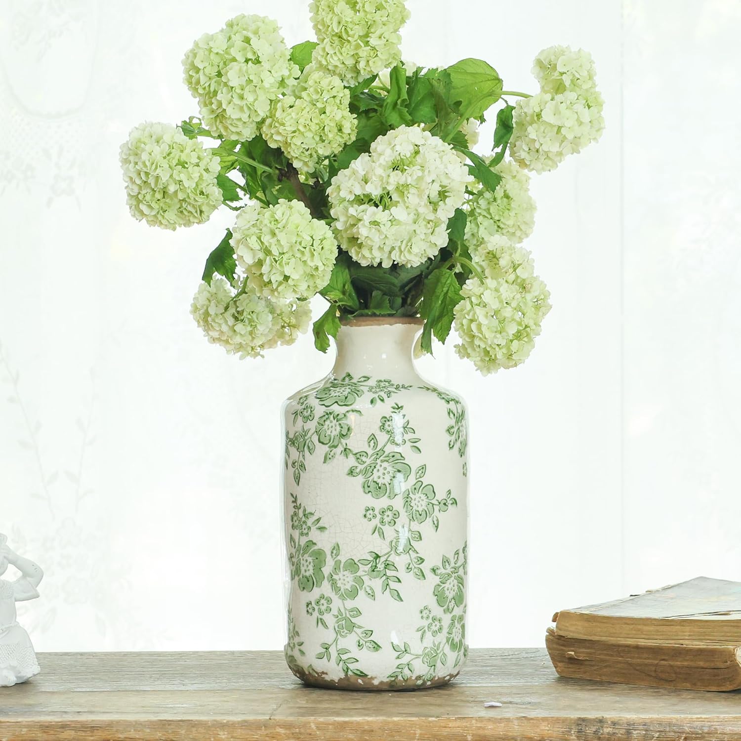 Ronasip 8 Inch Retro Crackle Glaze Ceramic Vase