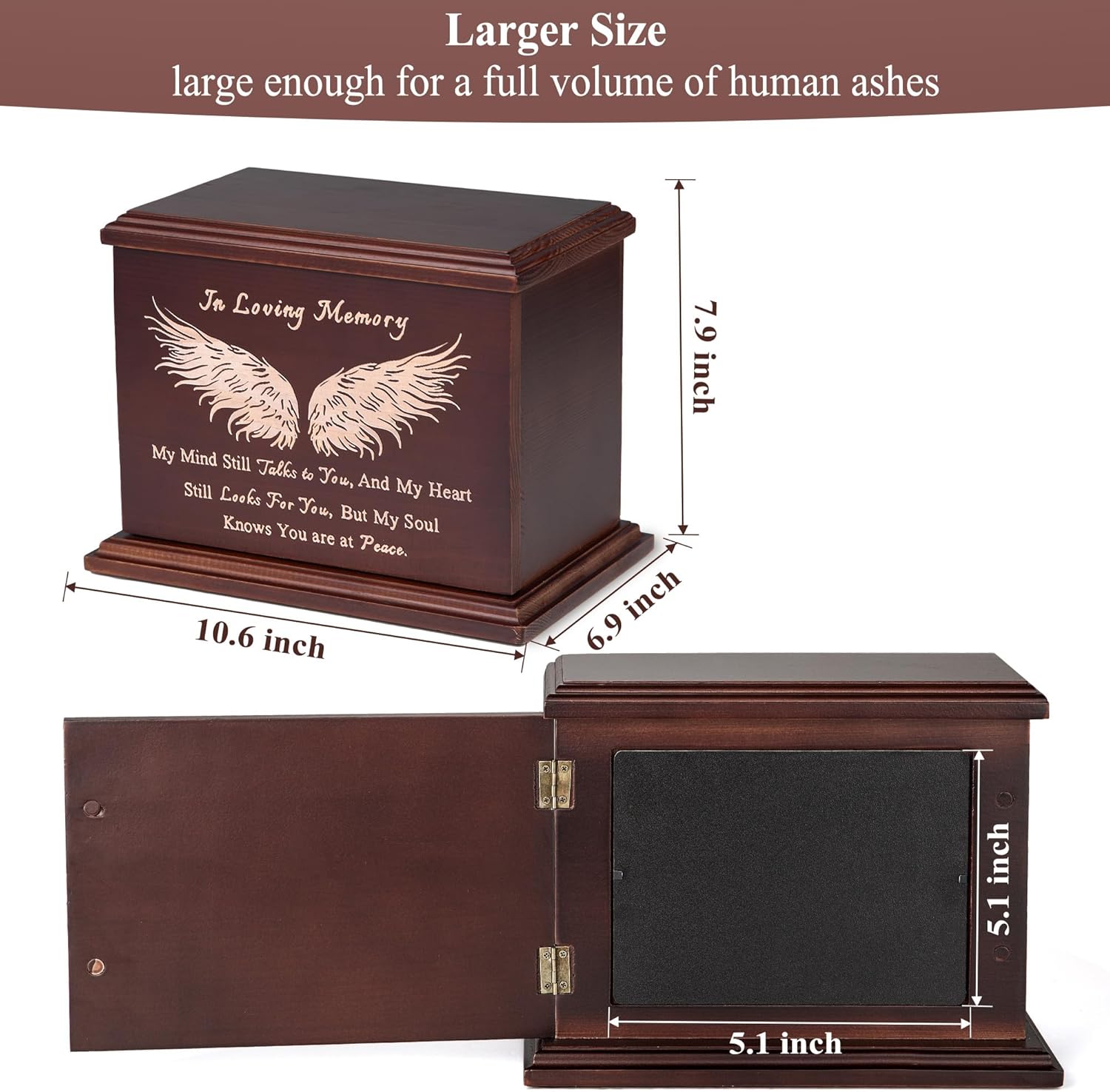 Dobango Cremation Urn Wooden Box for Human Ashes Adult Male Female