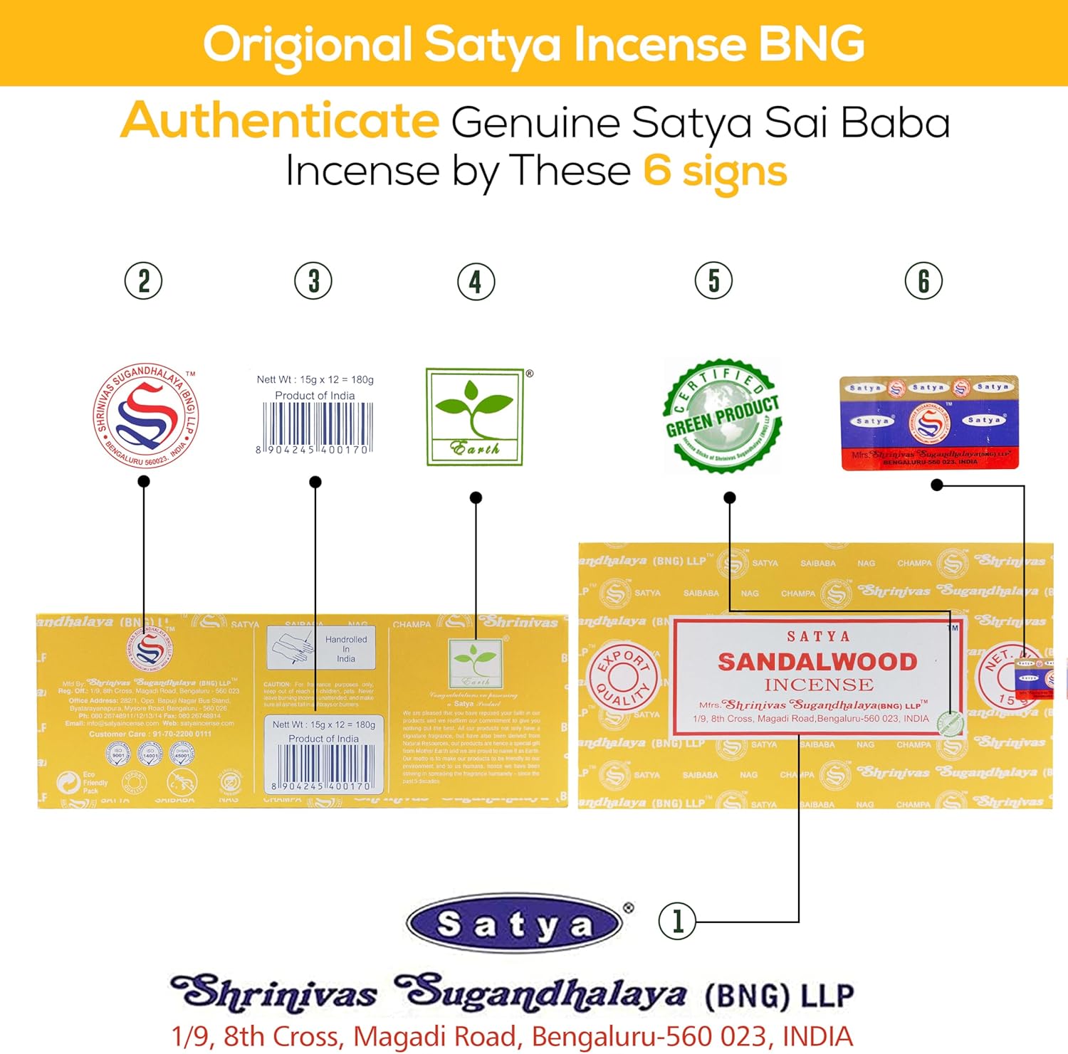 Satya Sandalwood Incense Sticks 15gmx12 Pack with Raajsee Holder