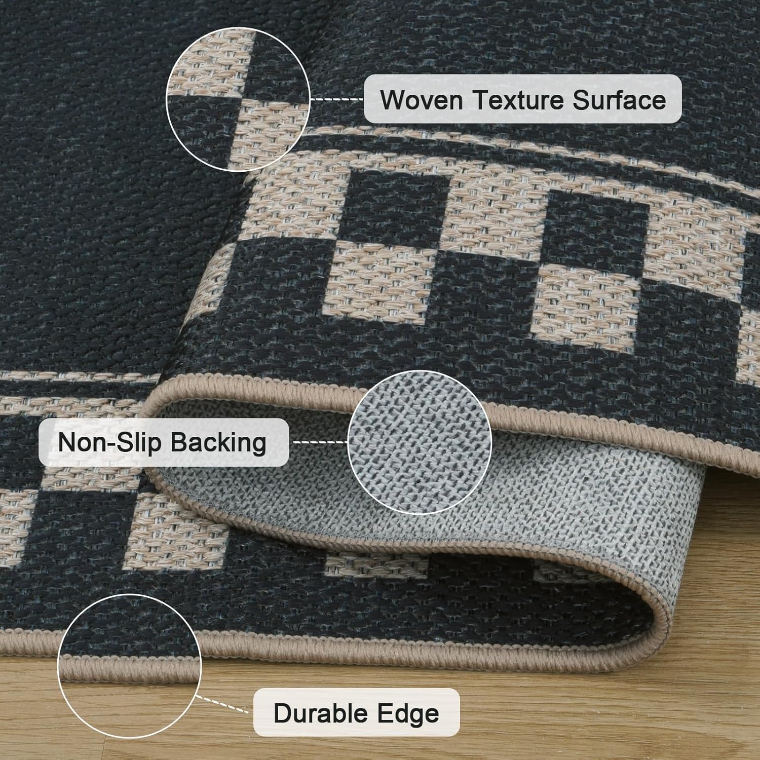 OJIA Easy Jute 3x5 Area Rug Non-Slip