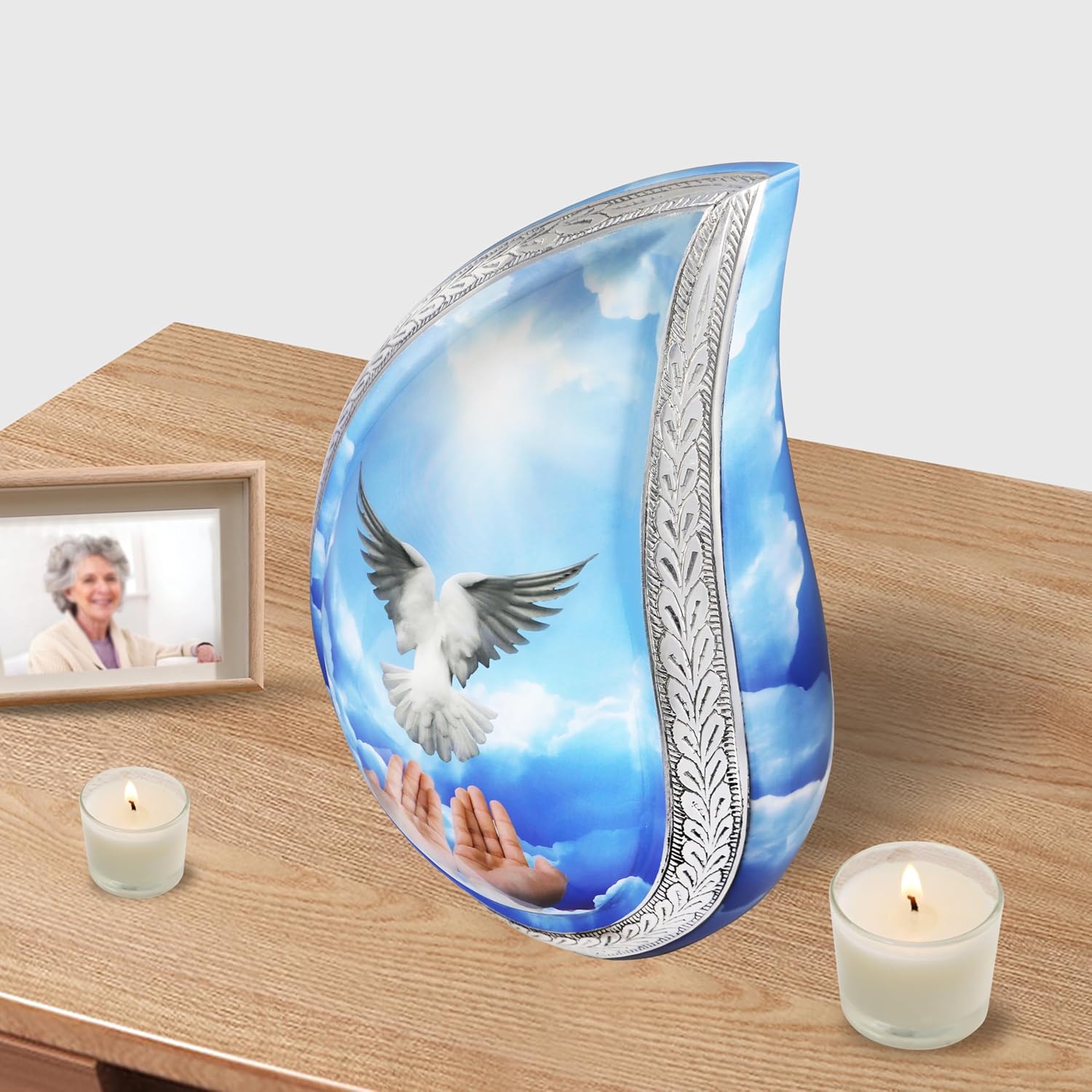 Blue Dove Teardrop Cremation Urn for Adult Large Size