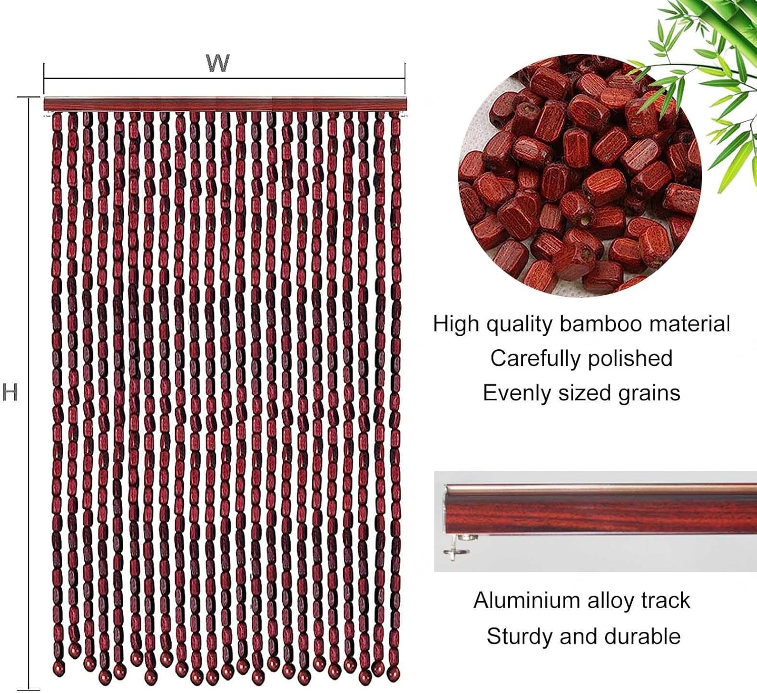 Jolan Bamboo Bead Curtain for Doors 65 Strands
