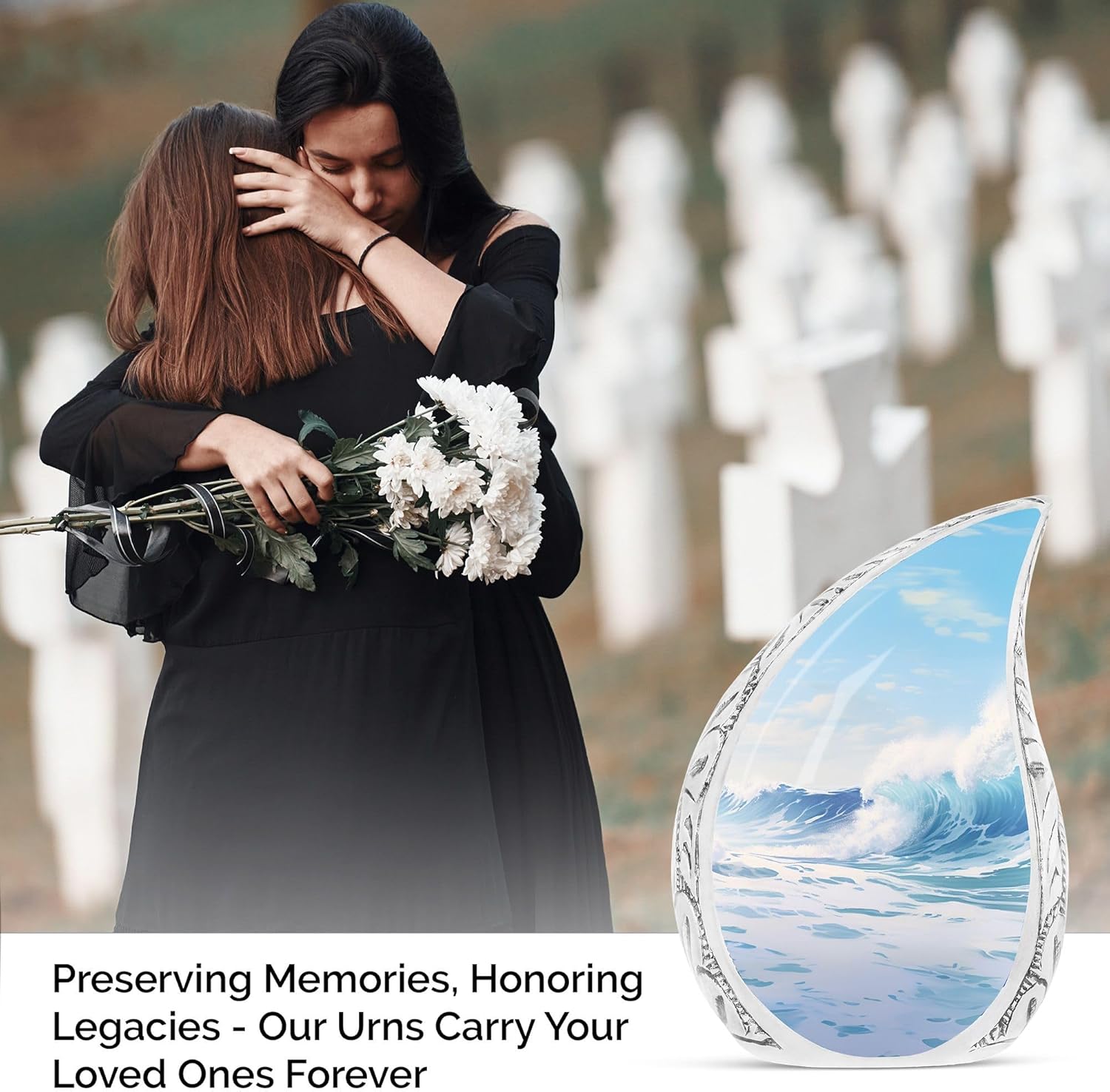 Ocean Waves Urns for Human Ashes 10 Inch