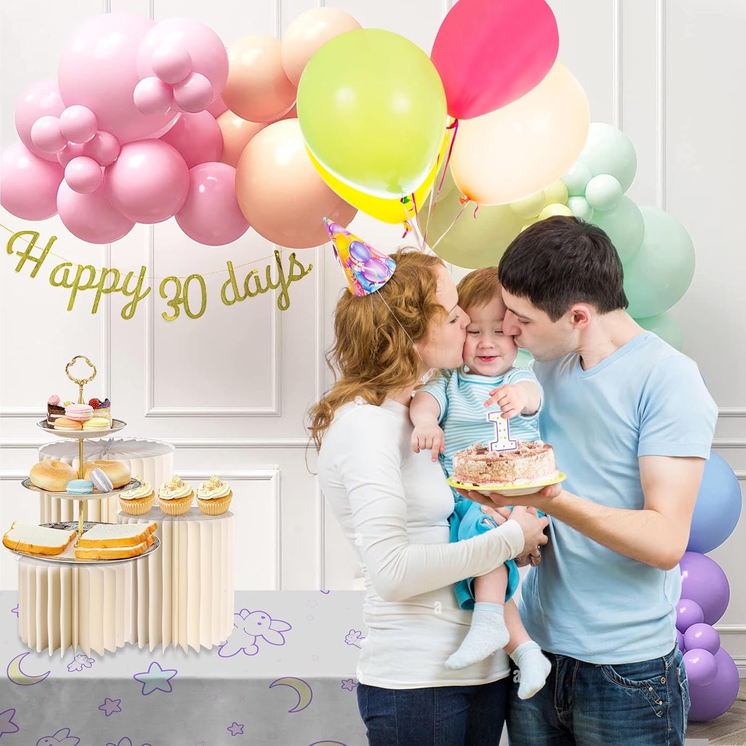 3PCS Height Adjustable Cylinder Pedestal Stand for Party